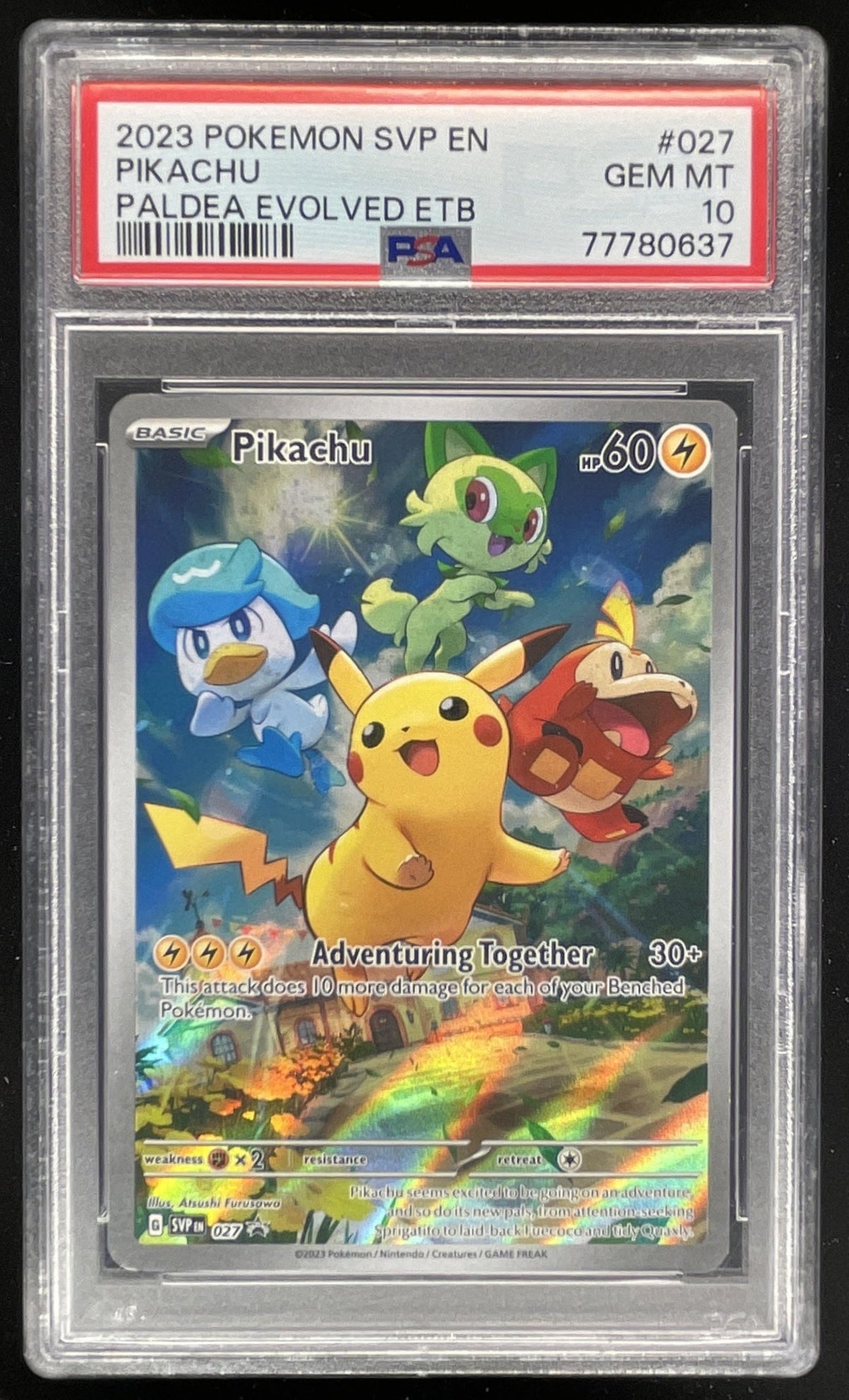 2023 Pokemon SV Black Star Promos Promos #027 Pikachu PSA 10 product image 1, provided for visual reference and product