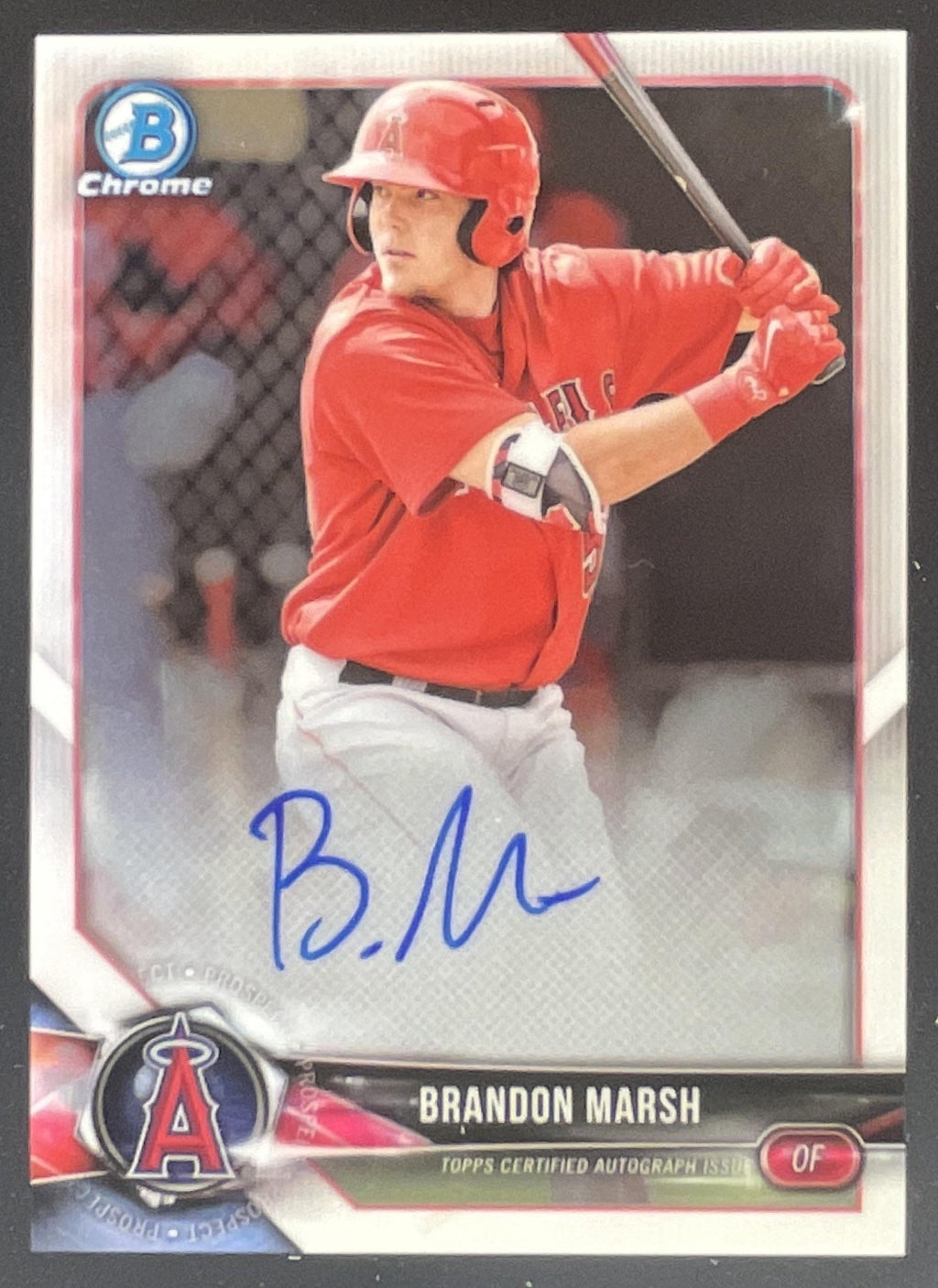 2018 Bowman Chrome Prospects Autographs #BCPA-BM Brandon Marsh Auto product image 1, provided for visual reference and