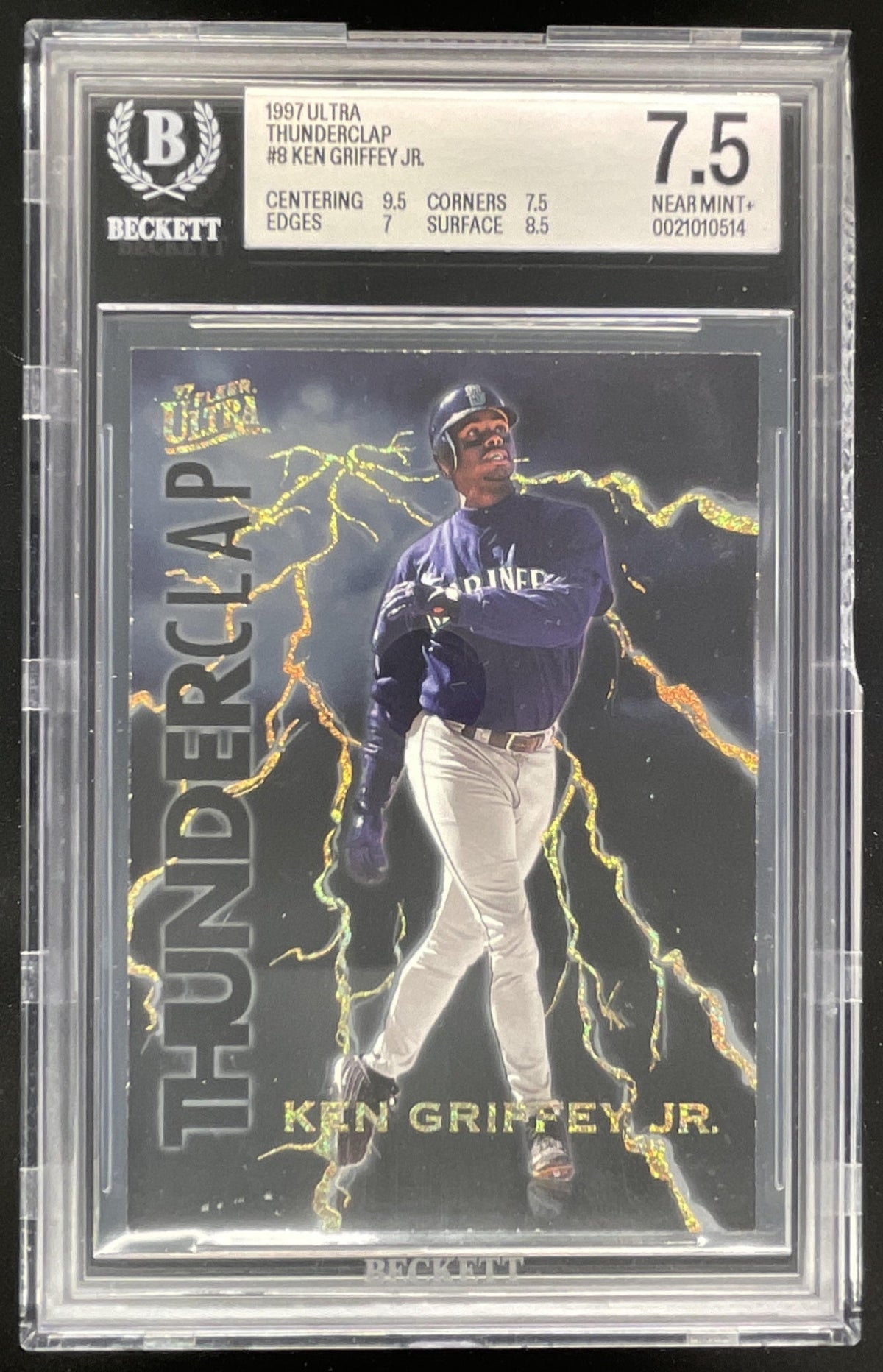 1997 Fleer Ultra Thunderclap #8 Ken Griffey Jr. BGS 7.5 product image 1, provided for visual reference and product detail