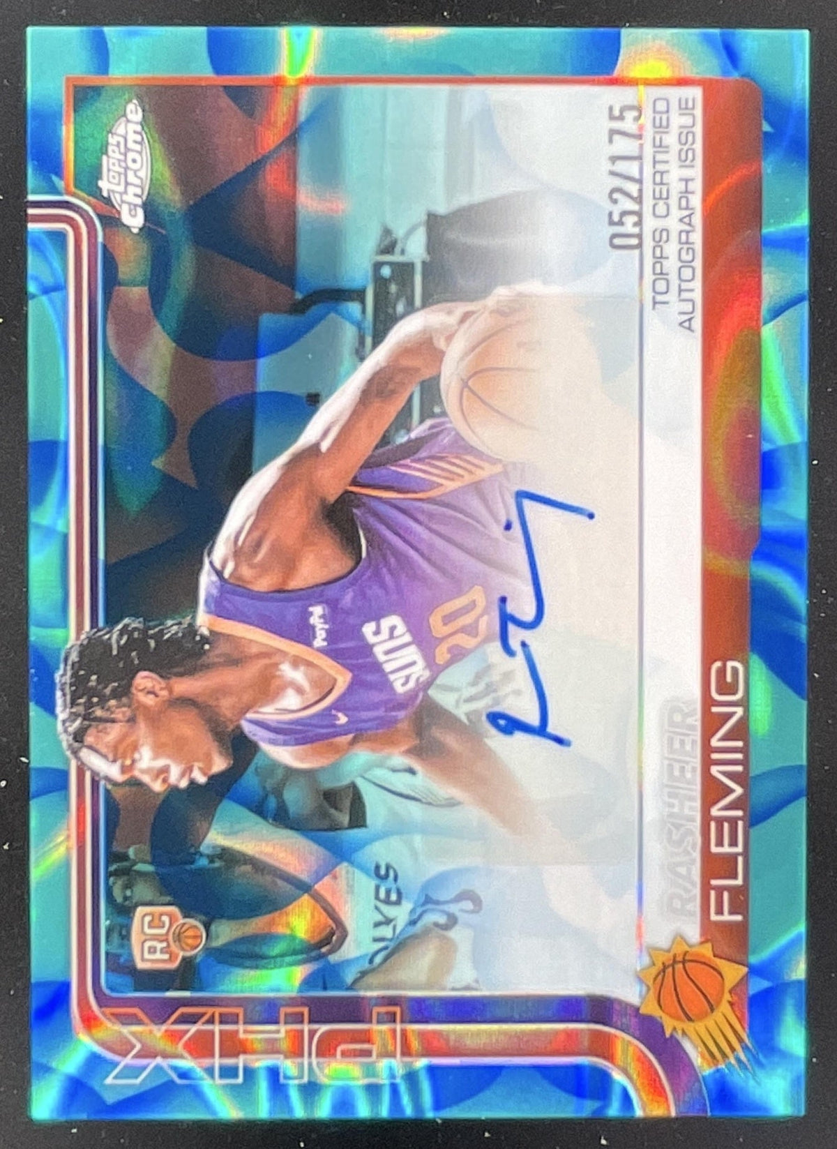 2025 Topps Chrome Update Rookie Lava Lamp Aqua Blue Rasheer Fleming RC Auto /175 product image 1, provided for visual