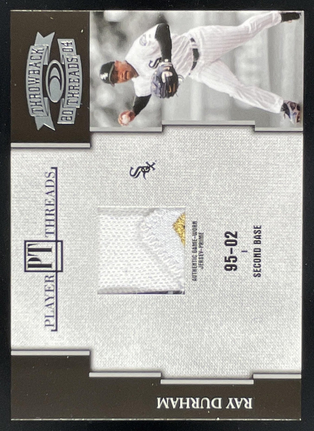 2004 Donruss Throwback Threads Player Threads Prime #PT-52 Ray Durham /25 product image 1, provided for visual reference and