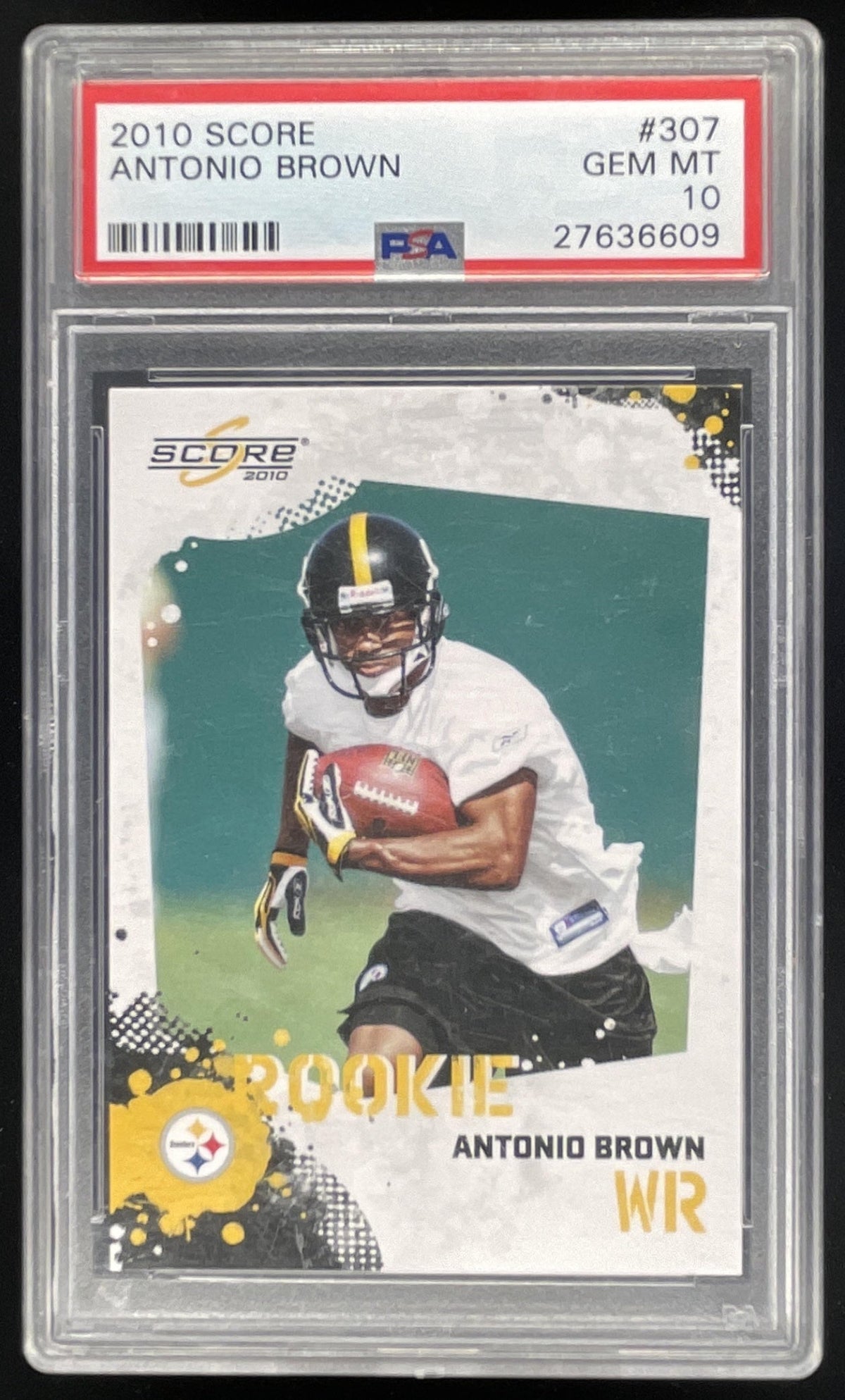 2010 Panini Score #307 Antonio Brown RC PSA 10 product image 1, provided for visual reference and product detail review