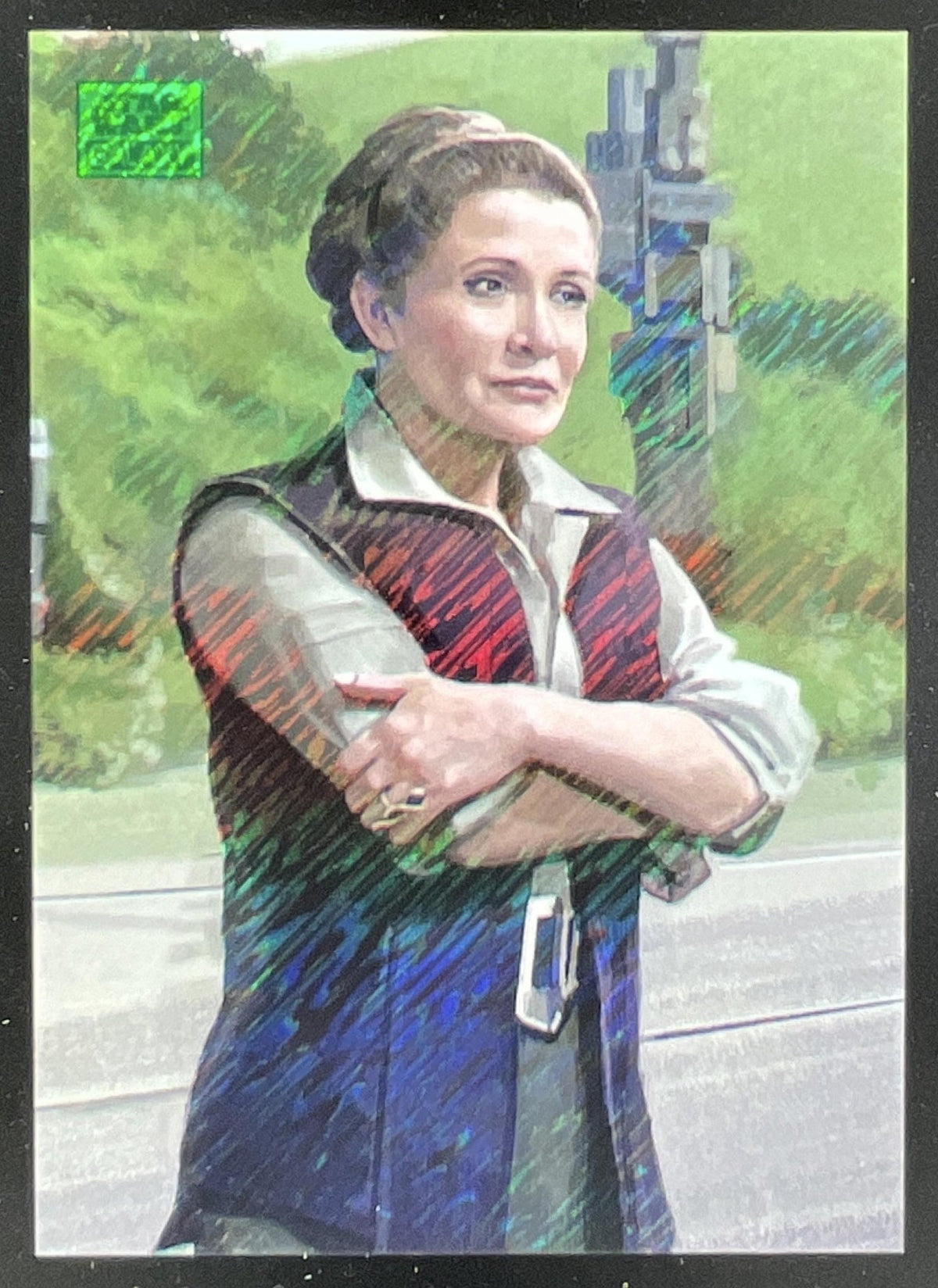 2025 Topps Chrome Star Wars Power of the Force Green Shimmer Leia Organa /199 product image 1, provided for visual reference