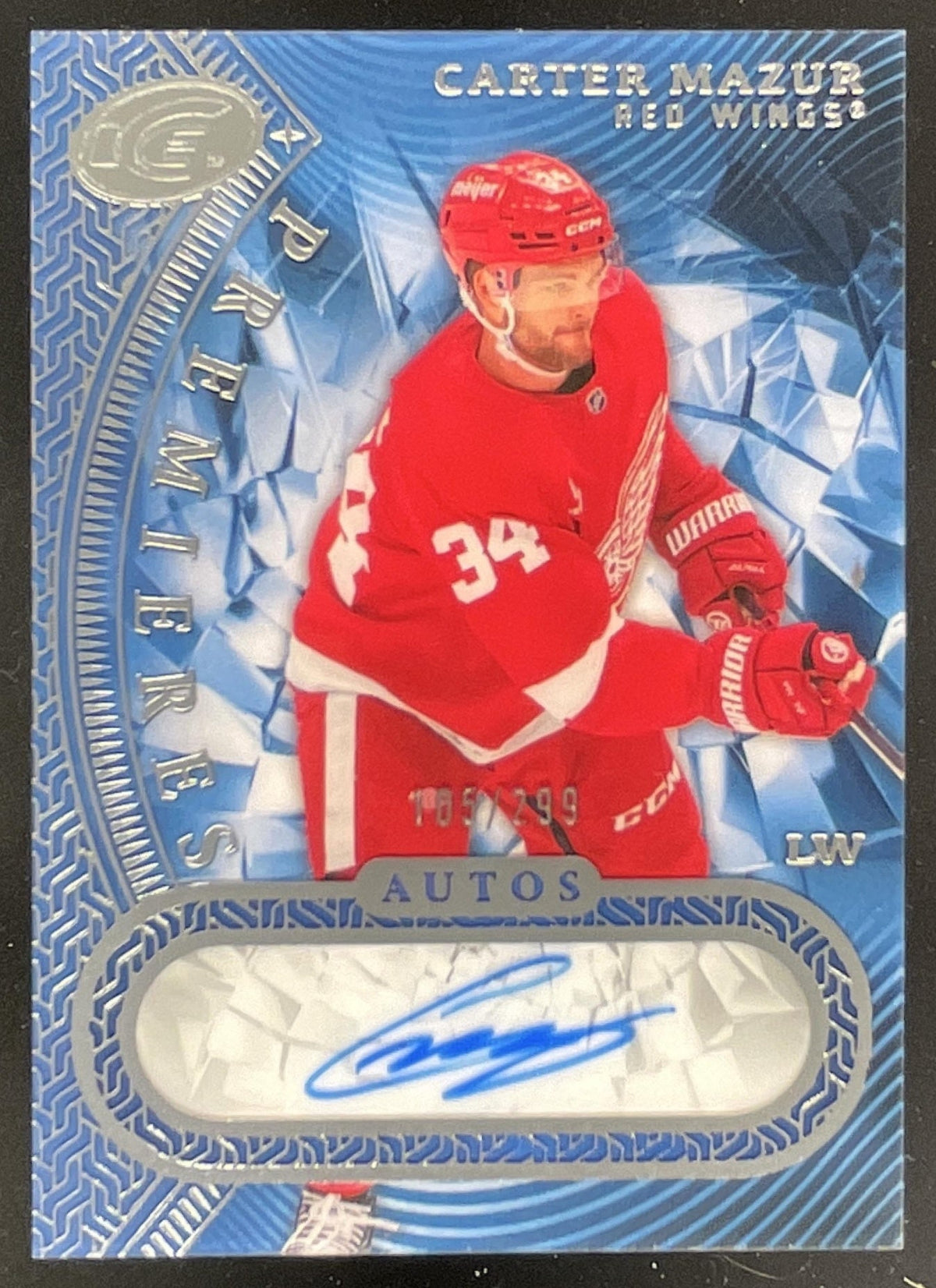 2025-26 Upper Deck Ice Parallel Premieres #IPA-CM Carter Mazur RC Auto /299 product image 1, provided for visual reference