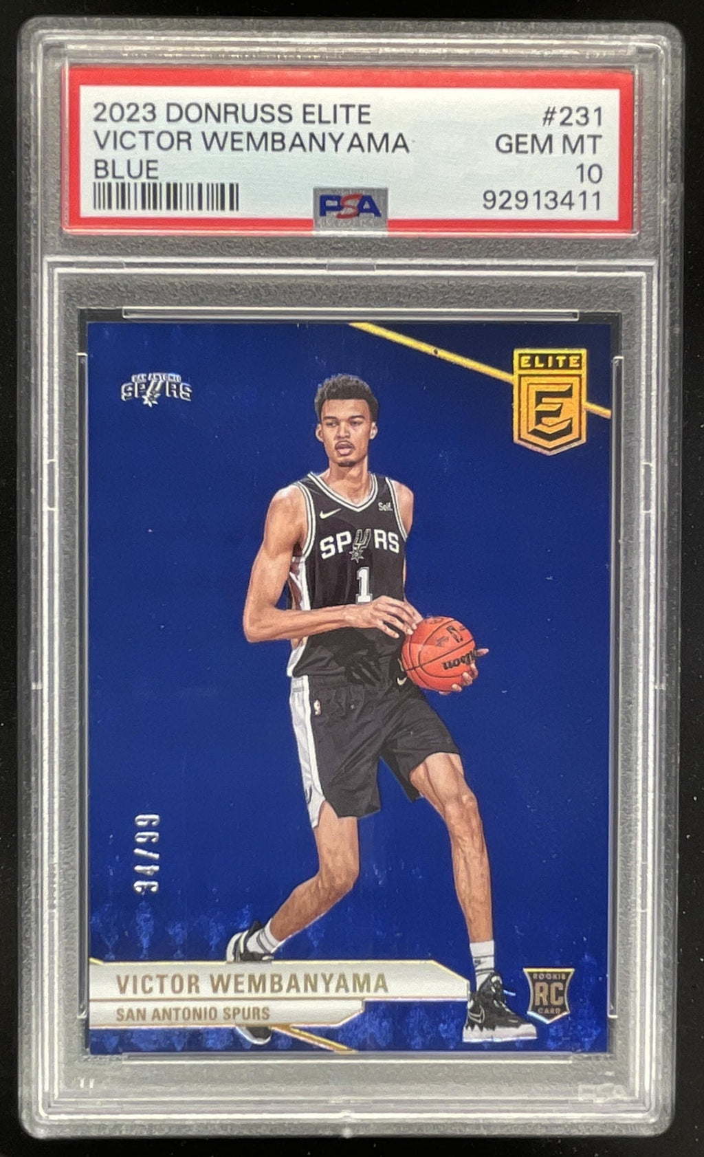 2023-24 Panini Donruss Elite Blue #231 Victor Wembanyama RC /99 PSA 10 product image 1, provided for visual reference and