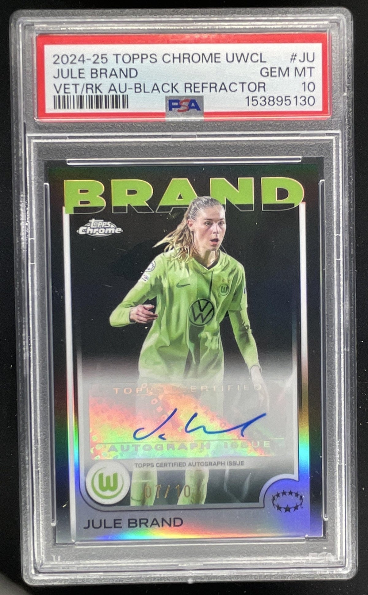 2024-25 Topps UEFA Chrome Veterans Rookies Black Jule Brand Auto /10 PSA 10 product image 1, provided for visual reference