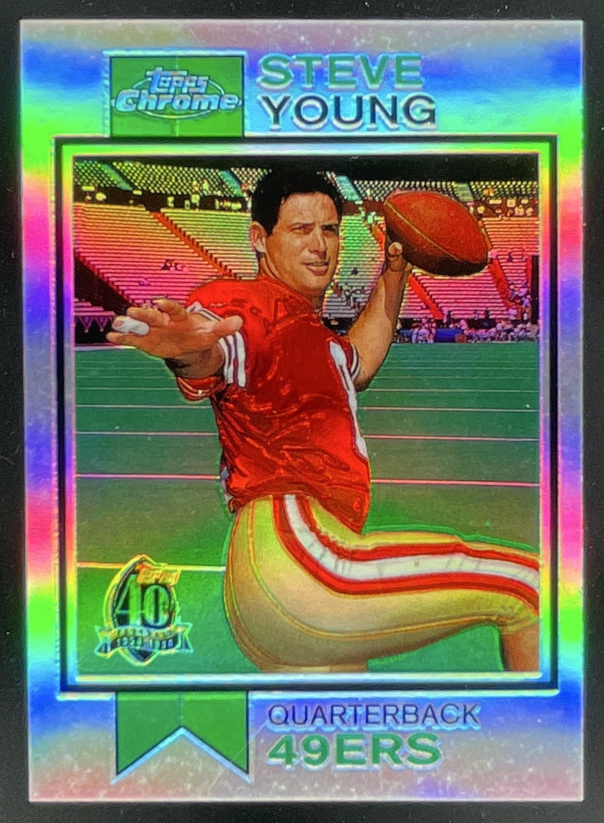 1996 Topps Chrome 40th Anniversary Commemorative Refractors #18 Steve Young product image 1, provided for visual reference