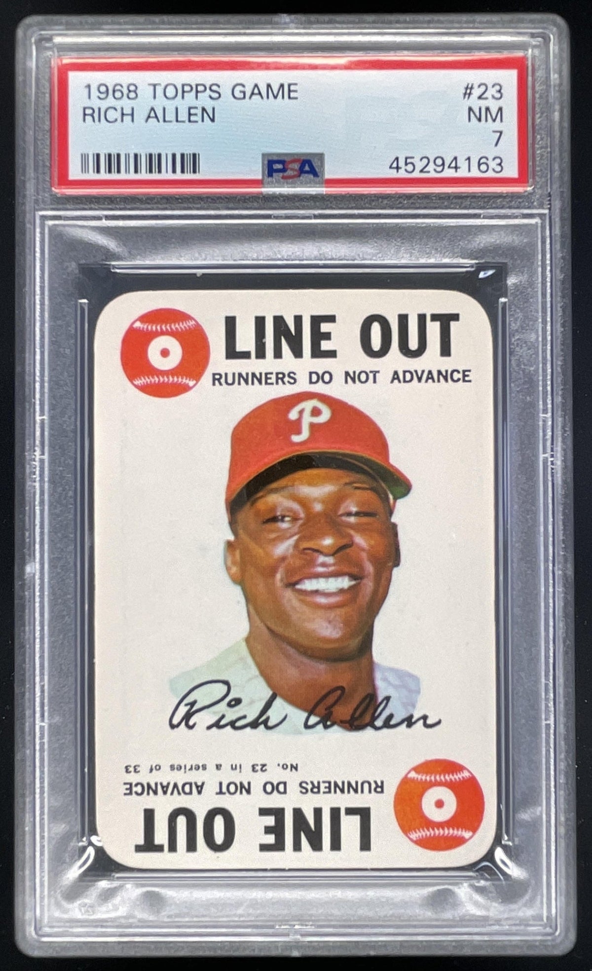 1968 Topps Game #23 Rich Allen PSA 7 product image 1, provided for visual reference and product detail review