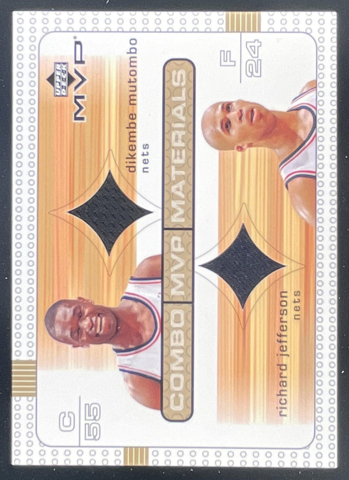 2003 Upper Deck MVP Combo Materials #DM/RJ Dikembe Mutombo Richard Jefferson MEM product image 1, provided for visual
