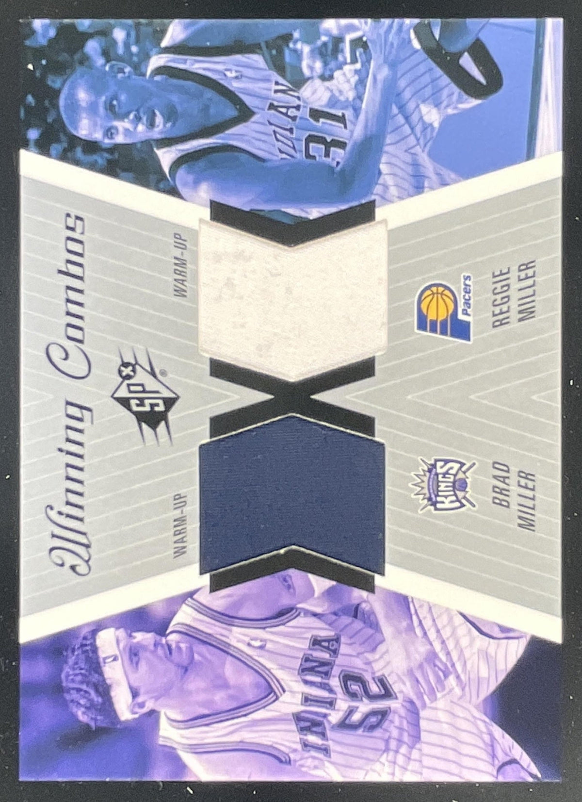 2003-04 SPx Winning Materials Combos #WC10 Brad Miller Reggie Miller MEM product image 1, provided for visual reference and