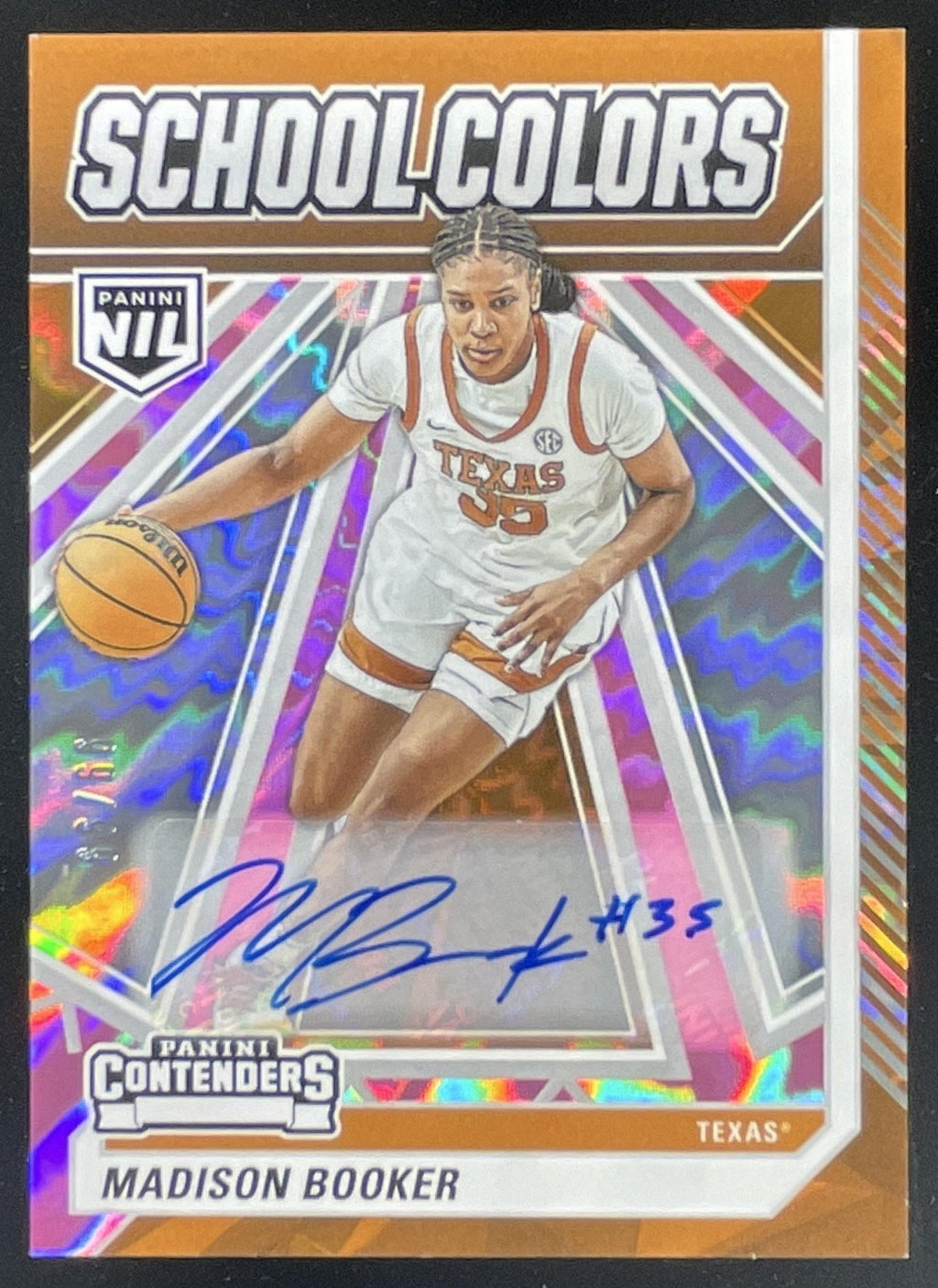 2025 NIL University of Texas Color Lightning Spokes Pink Madison Booker Auto /99 product image 1, provided for visual