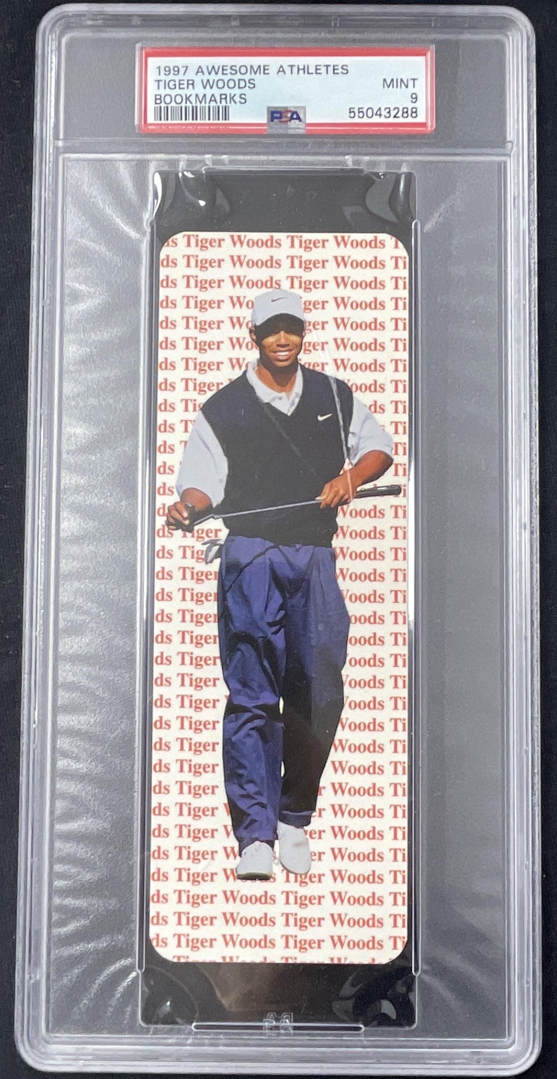 1997 Awesome Athletes Bookmarks #NNO Tiger Woods PSA 9 product image 1, provided for visual reference and product detail
