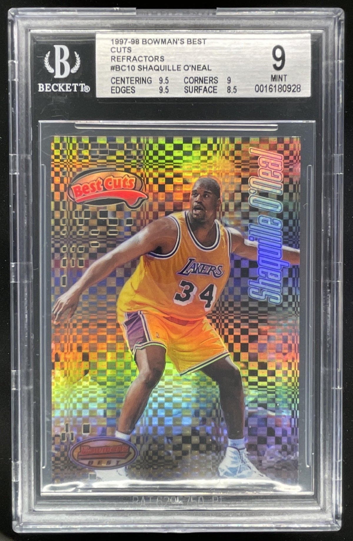 1997-98 Bowman 's Best Cuts Refractors #BC10 Shaquille O'Neal BGS 9 product image 1, provided for visual reference and