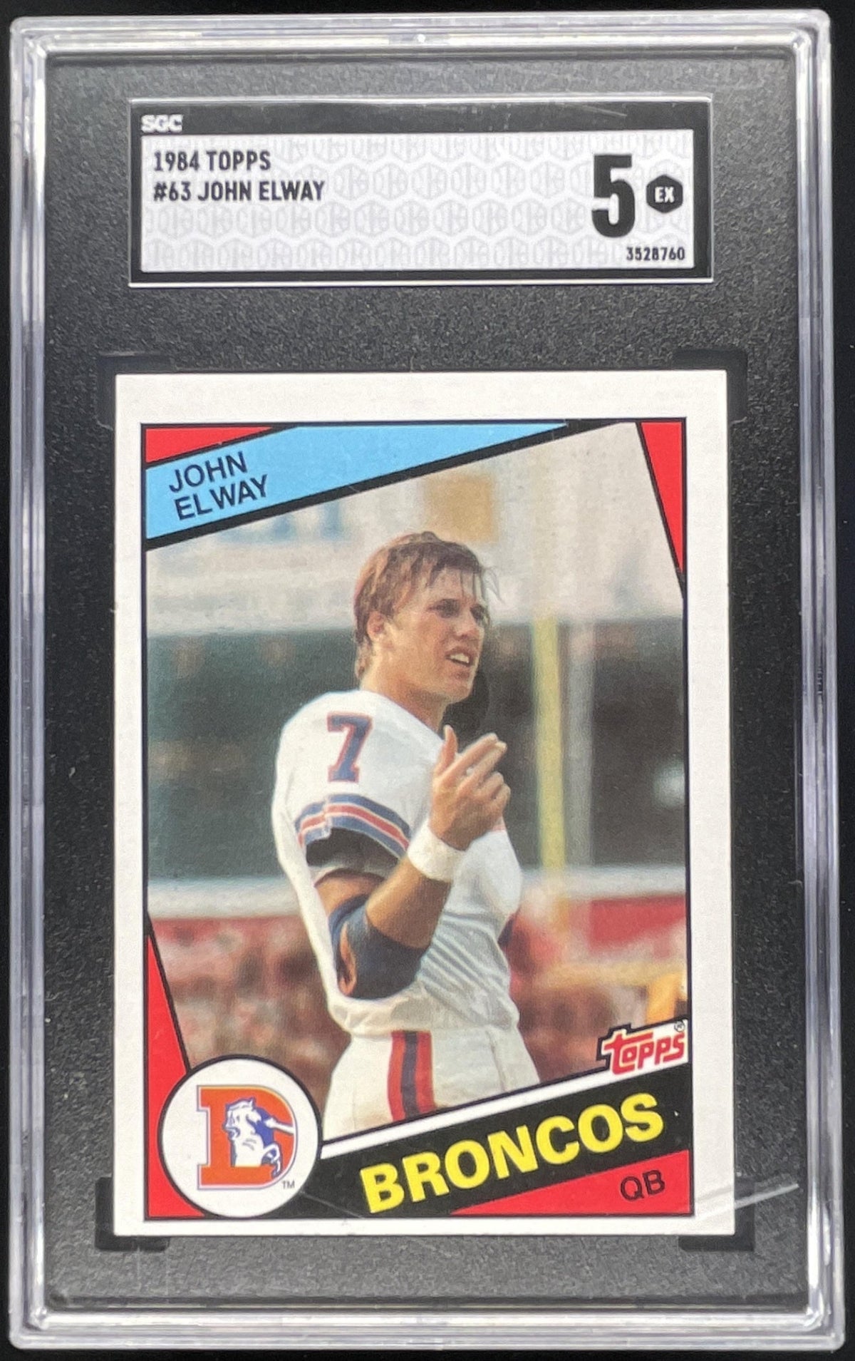 1984 Topps #63 John Elway RC SGC 5 product image 1, provided for visual reference and product detail review
