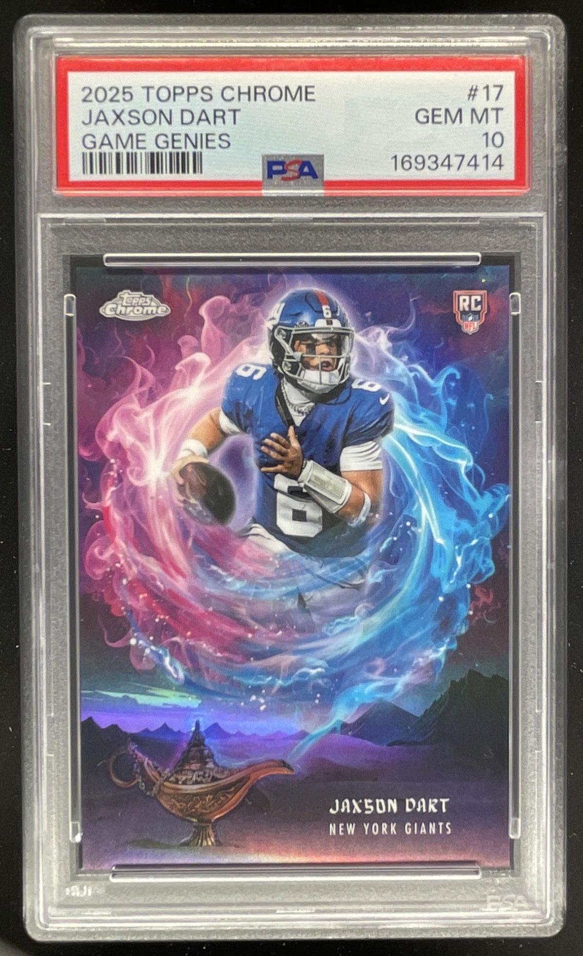 2025 Topps Chrome Game Genies #GG-17 Jaxson Dart RC SSP PSA 10 product image 1, provided for visual reference and product