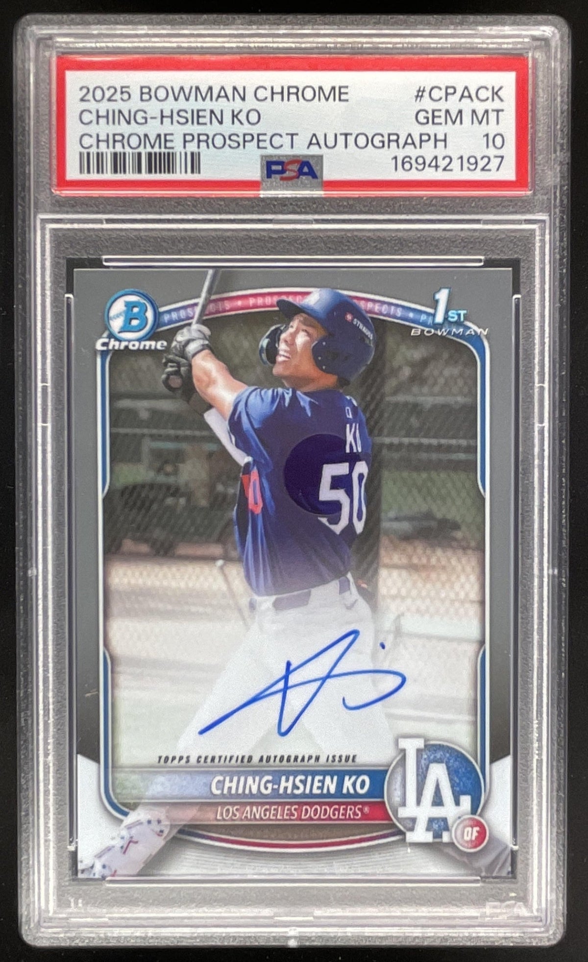 2025 Bowman Chrome Prospect Autograph #CPA-CK Ching-Hsien Ko RC Auto PSA 10 product image 1, provided for visual reference