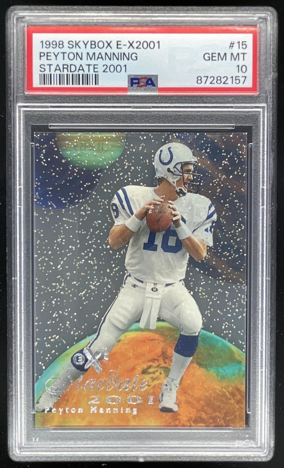 1998 Skybox E-X2001 Star Date 2001 #15S Peyton Manning RC PSA 10 product image 1, provided for visual reference and product
