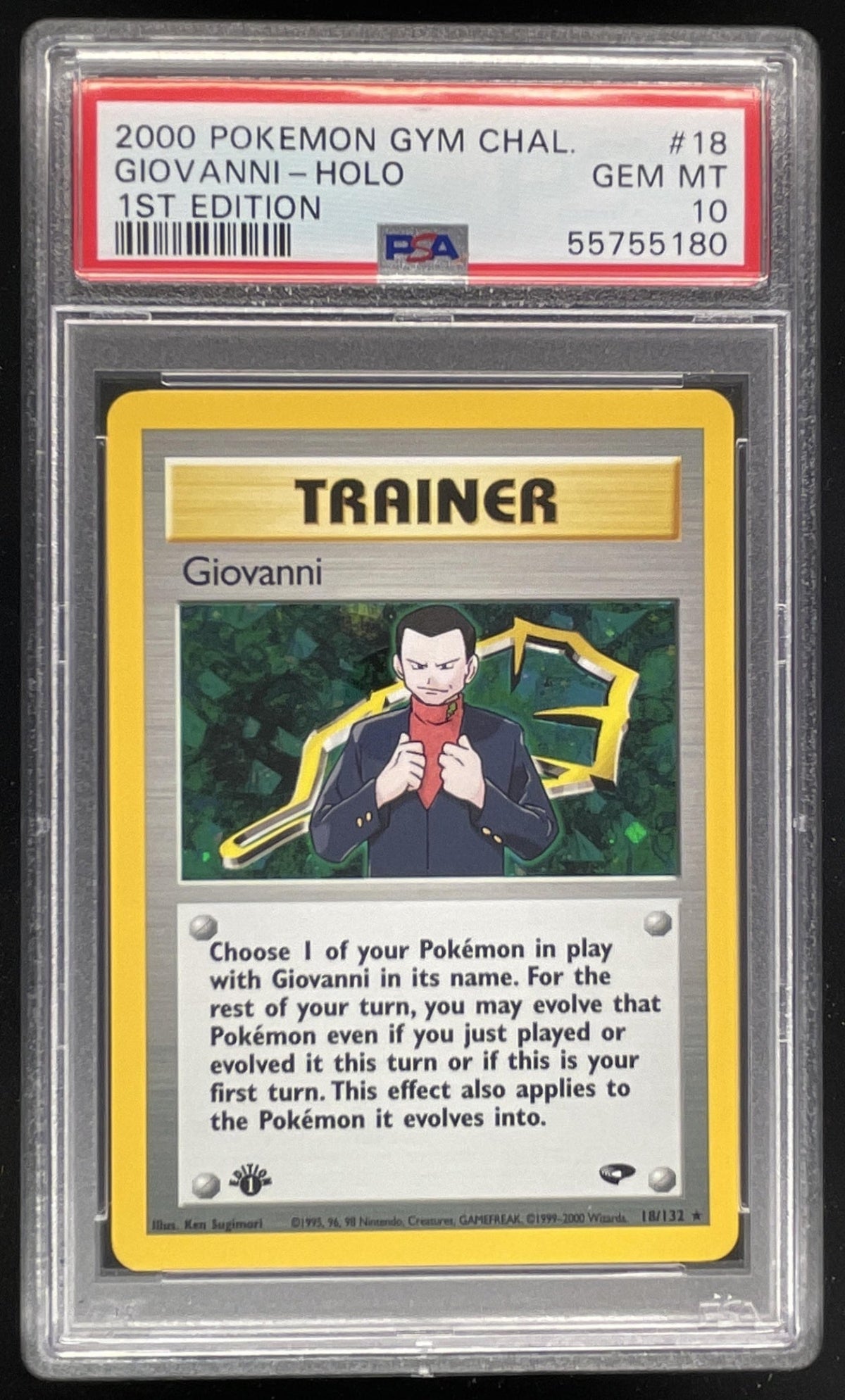 2000 Pokemon Gym Challenge 1st Edition #18/132 Giovanni Holo PSA 10 product image 1, provided for visual reference and