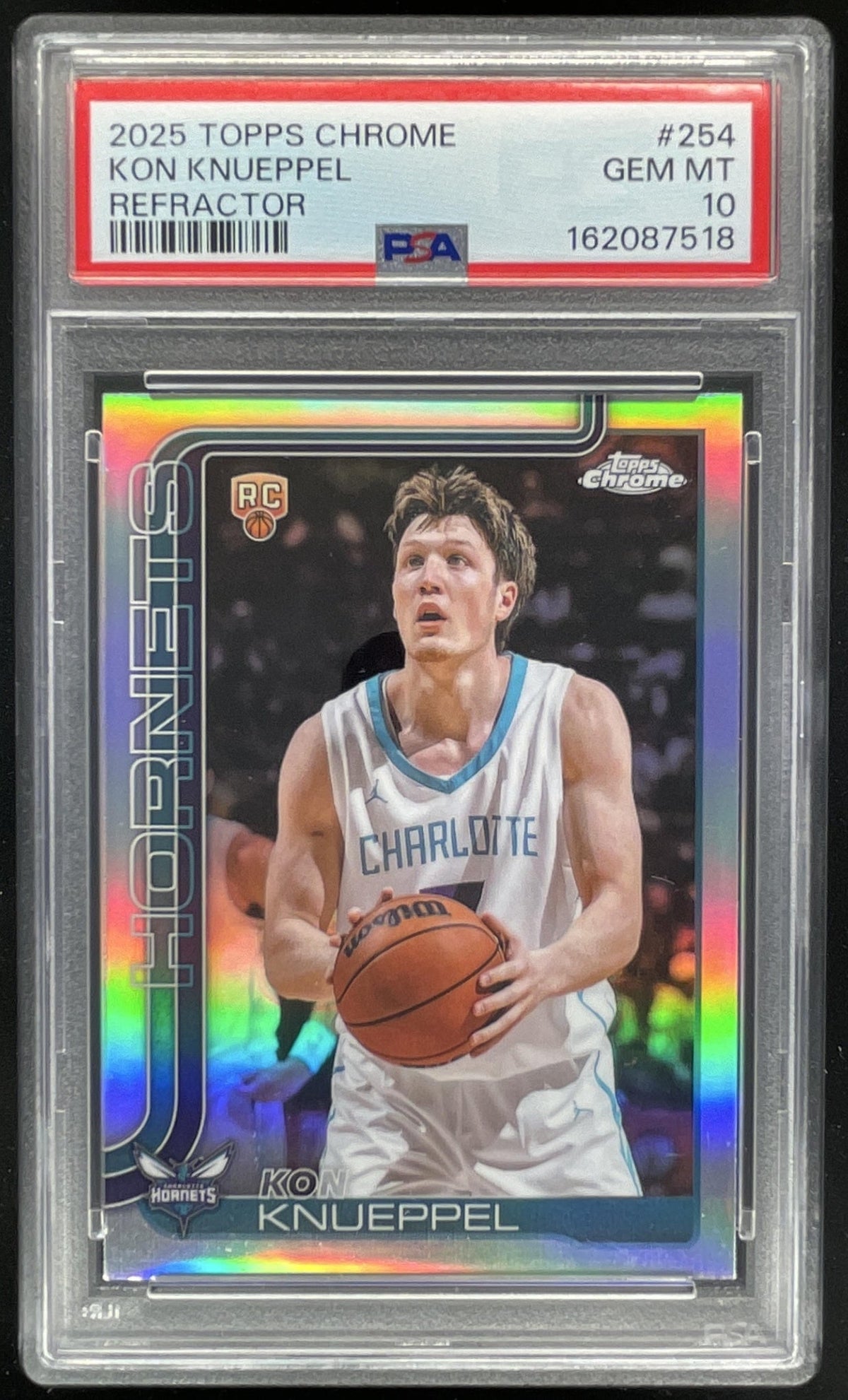 2025-26 Topps Chrome Refractor #254 Kon Knueppel RC PSA 10 product image 1, provided for visual reference and product detail