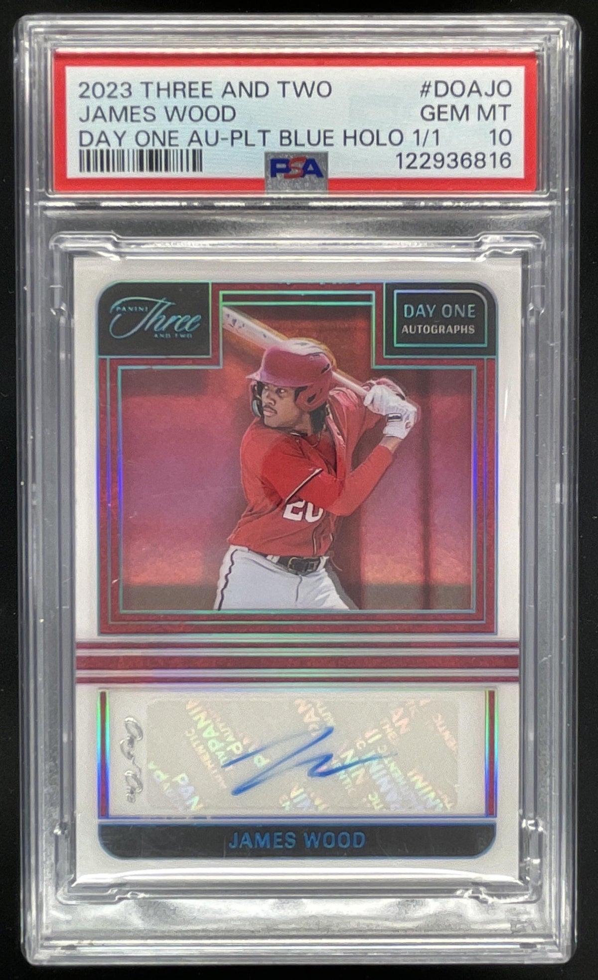 2023 Three and Two Day One Holo Platinum Blue #DOA-JO James Wood Auto 1/1 PSA 10 product image 1, provided for visual
