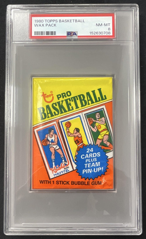 1980 Topps Basketball Sealed Wax Pack PSA 8 product image 1, provided for visual reference and product detail review
