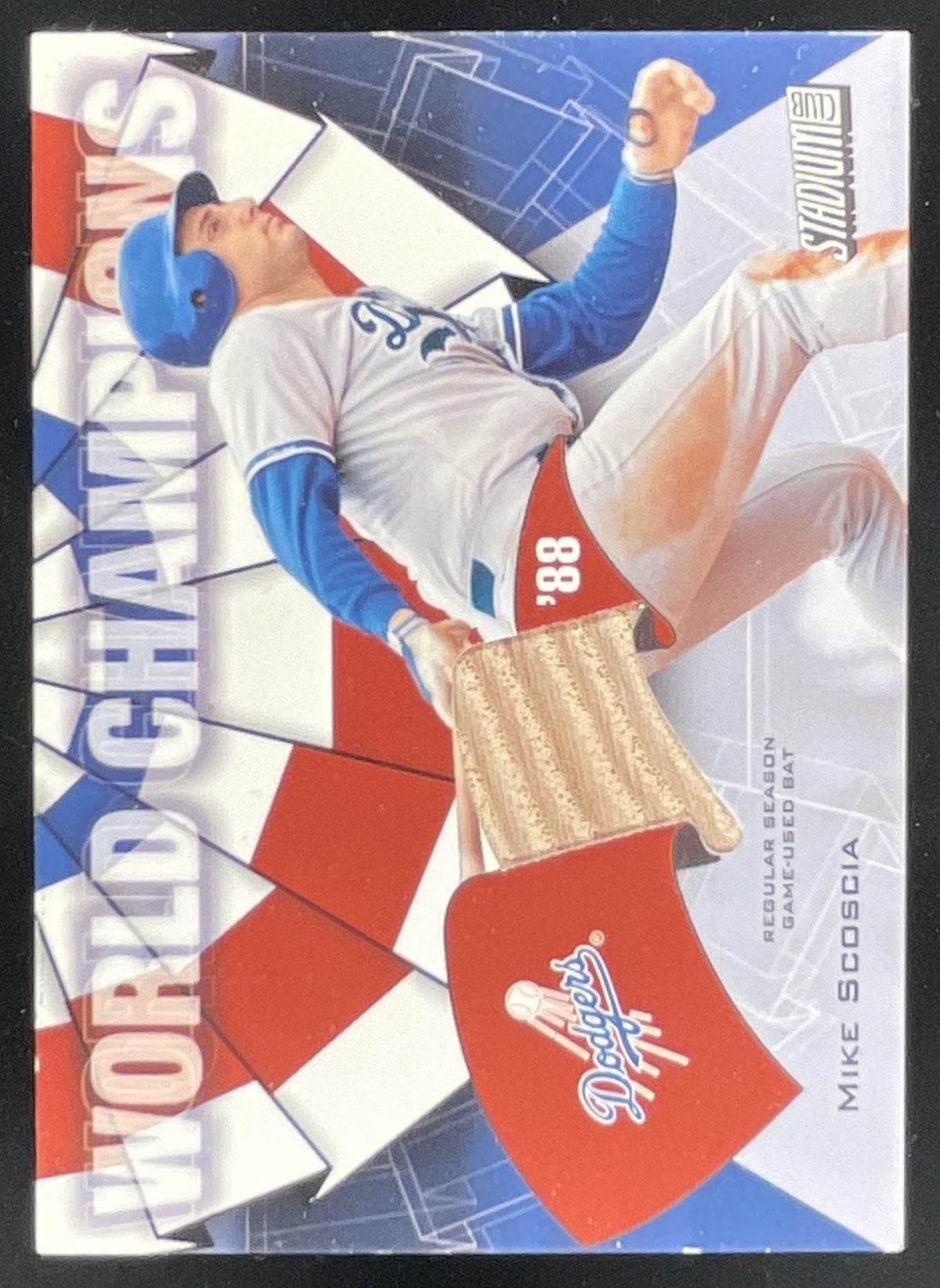 2002 Topps Stadium Club World Champion Relics #WC-MS Mike Scioscia MEM product image 1, provided for visual reference and
