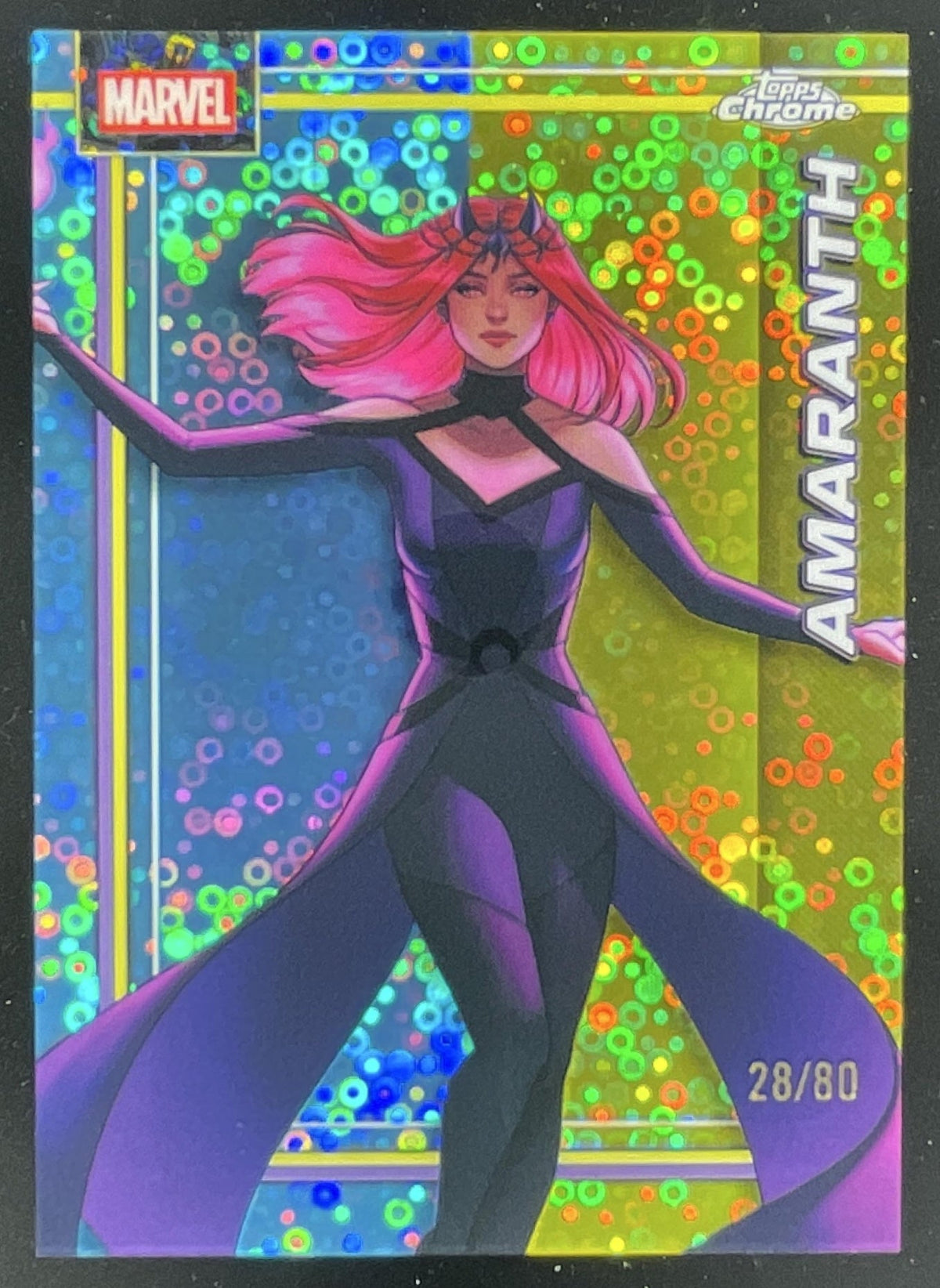 2026 Topps Chrome Marvel Comics Dazzler's Rhythm Refractor #004 Amaranth /80 product image 1, provided for visual reference