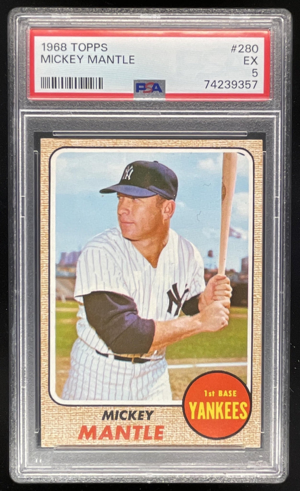 1968 Topps #280 Mickey Mantle PSA 5 product image 1, provided for visual reference and product detail review