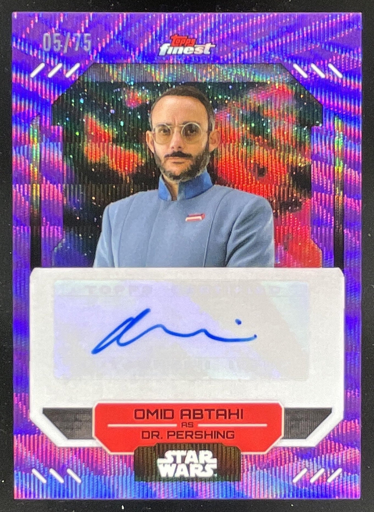 2023 Topps Finest Star Wars Finest Purple Wave #FA-OA Omid Abtahi Auto /75 product image 1, provided for visual reference