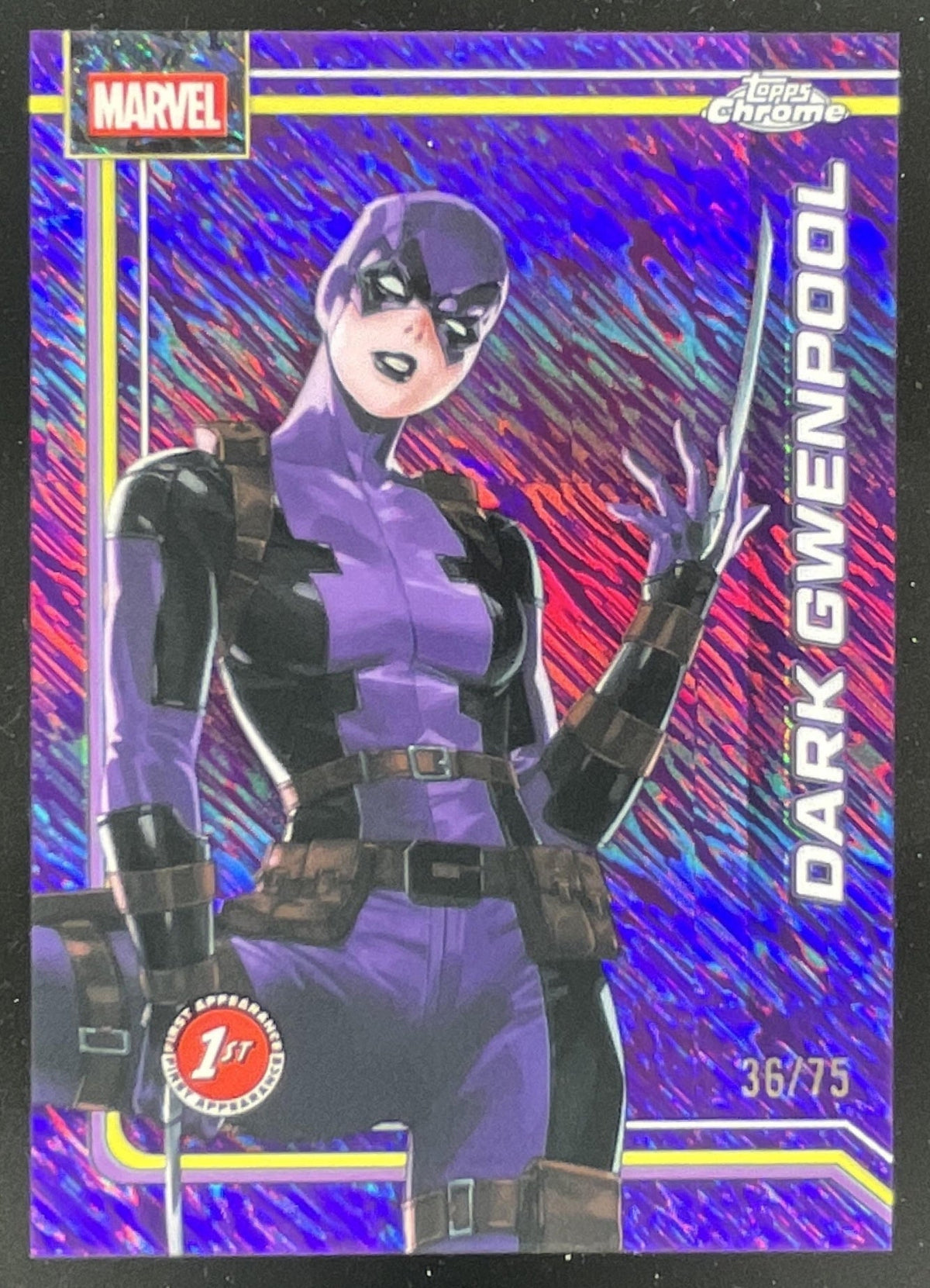 2026 Topps Chrome Marvel Comics Purple Shimmer #027 Dark Gwenpool RC /75 product image 1, provided for visual reference and