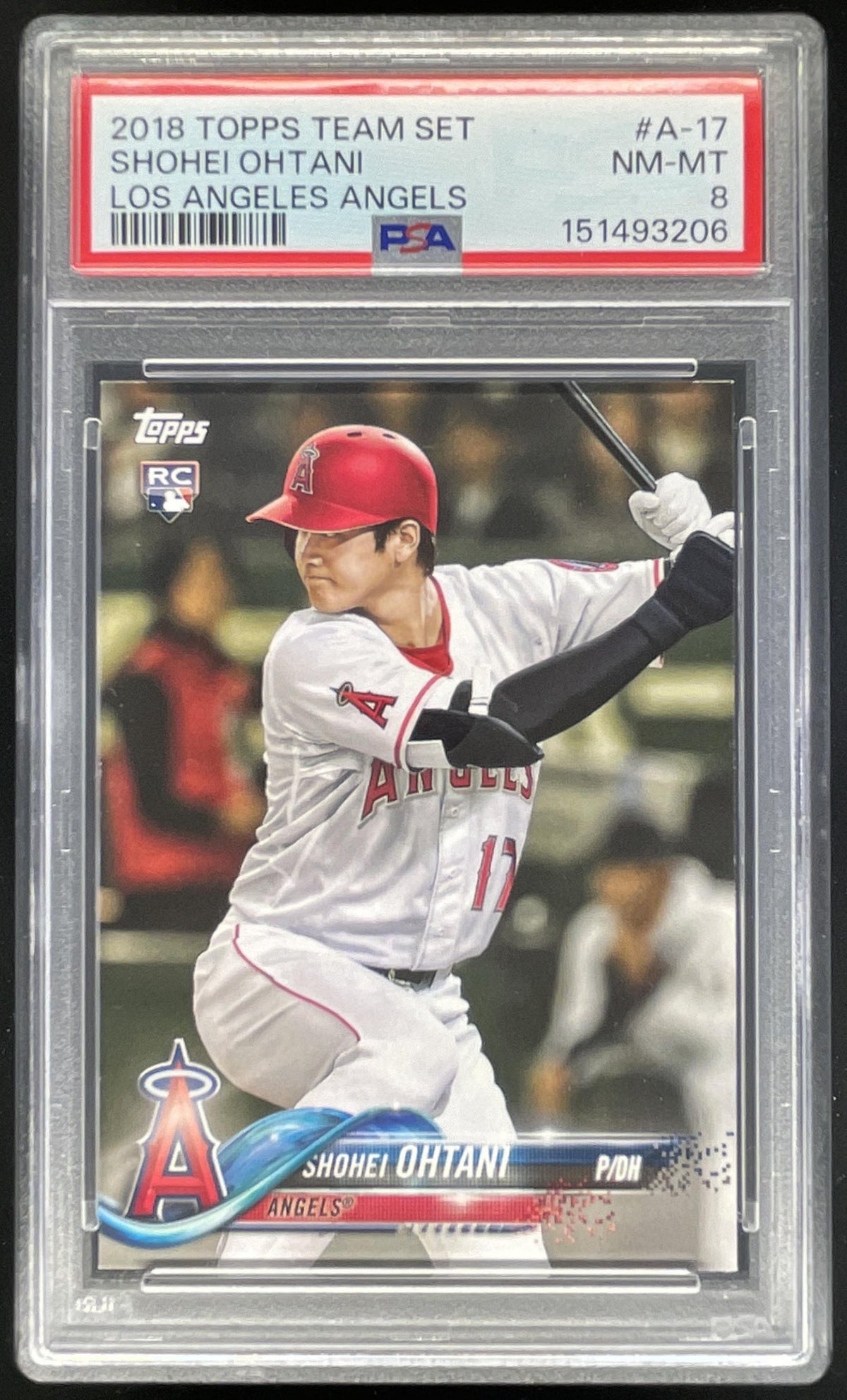 2018 Topps Team Set LA Angels #A-17 Shohei Ohtani PSA 8 product image 1, provided for visual reference and product detail
