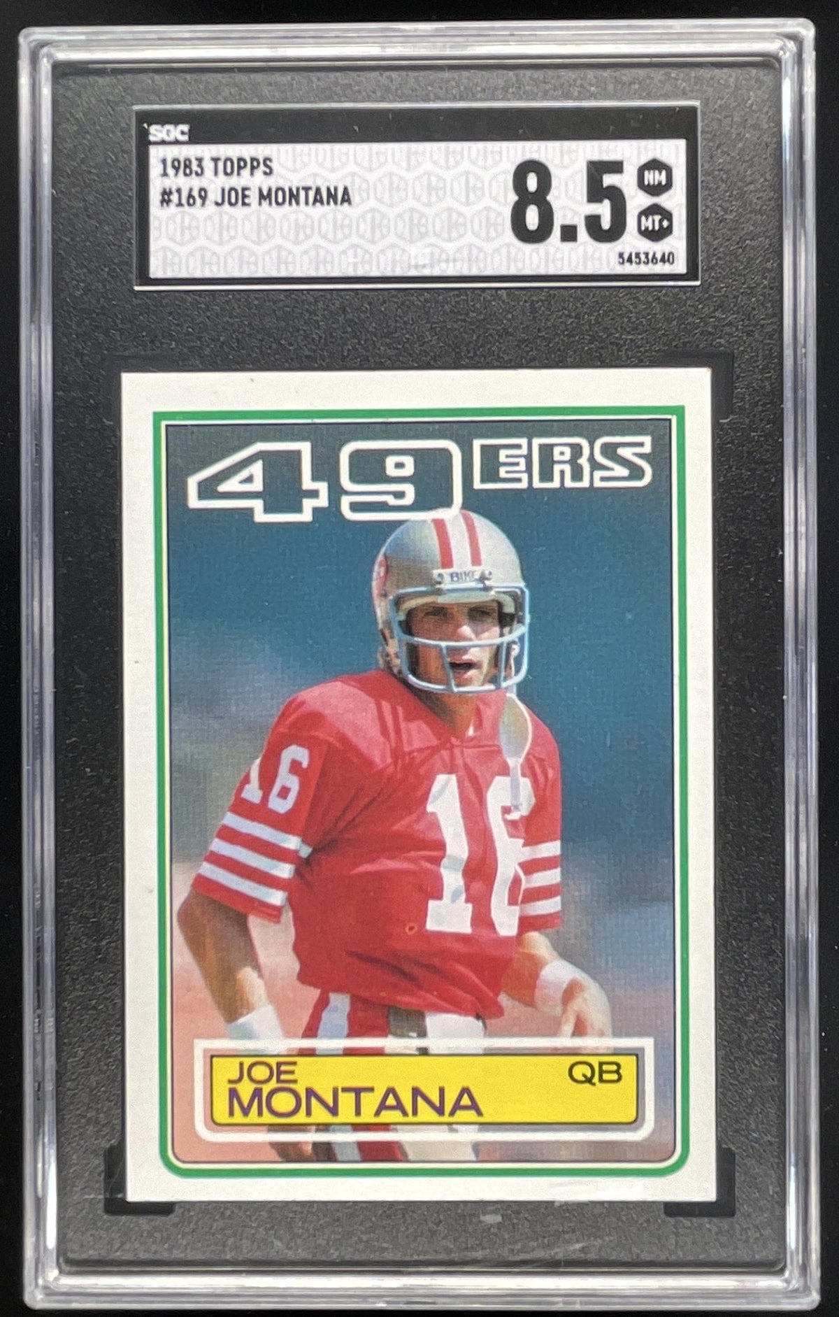 1983 Topps #169 Joe Montana SGC 8.5 product image 1, provided for visual reference and product detail review