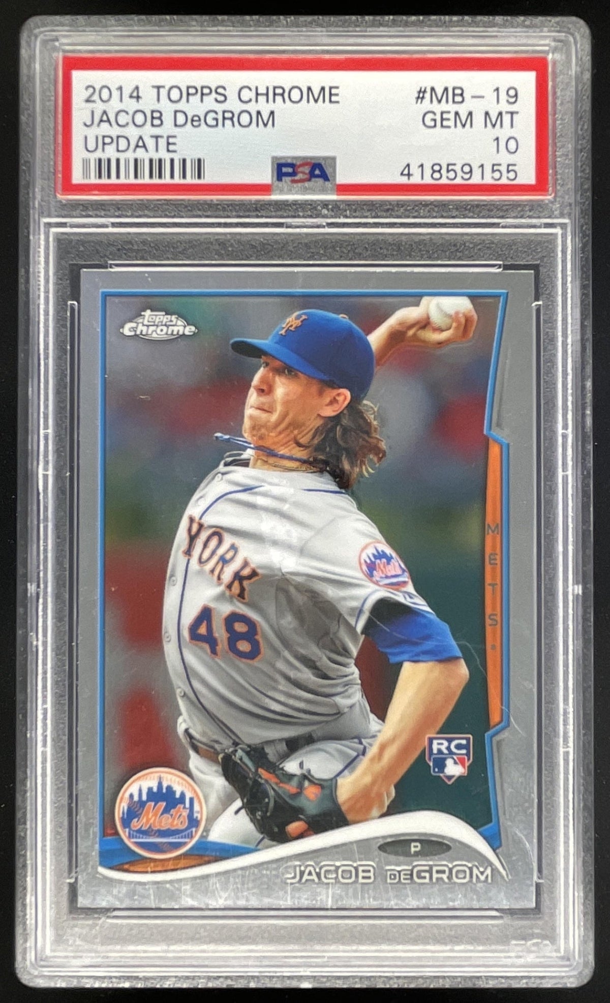 2014 Topps Chrome Update #MB-19 Jacob deGrom RC PSA 10 product image 1, provided for visual reference and product detail