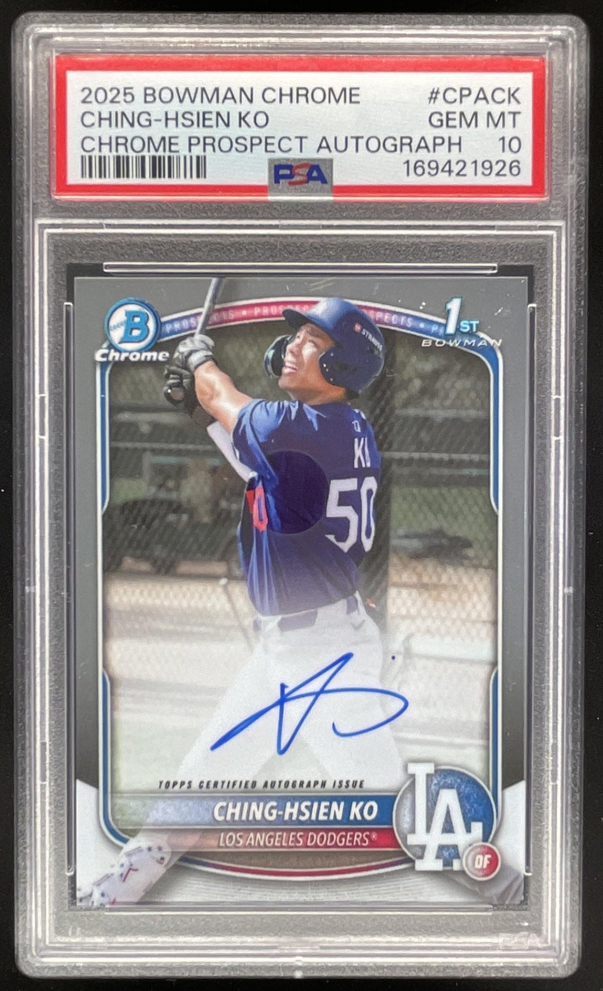 2025 Bowman Chrome Prospect Autograph #CPA-CK Ching-Hsien Ko RC Auto PSA 10 product image 1, provided for visual reference