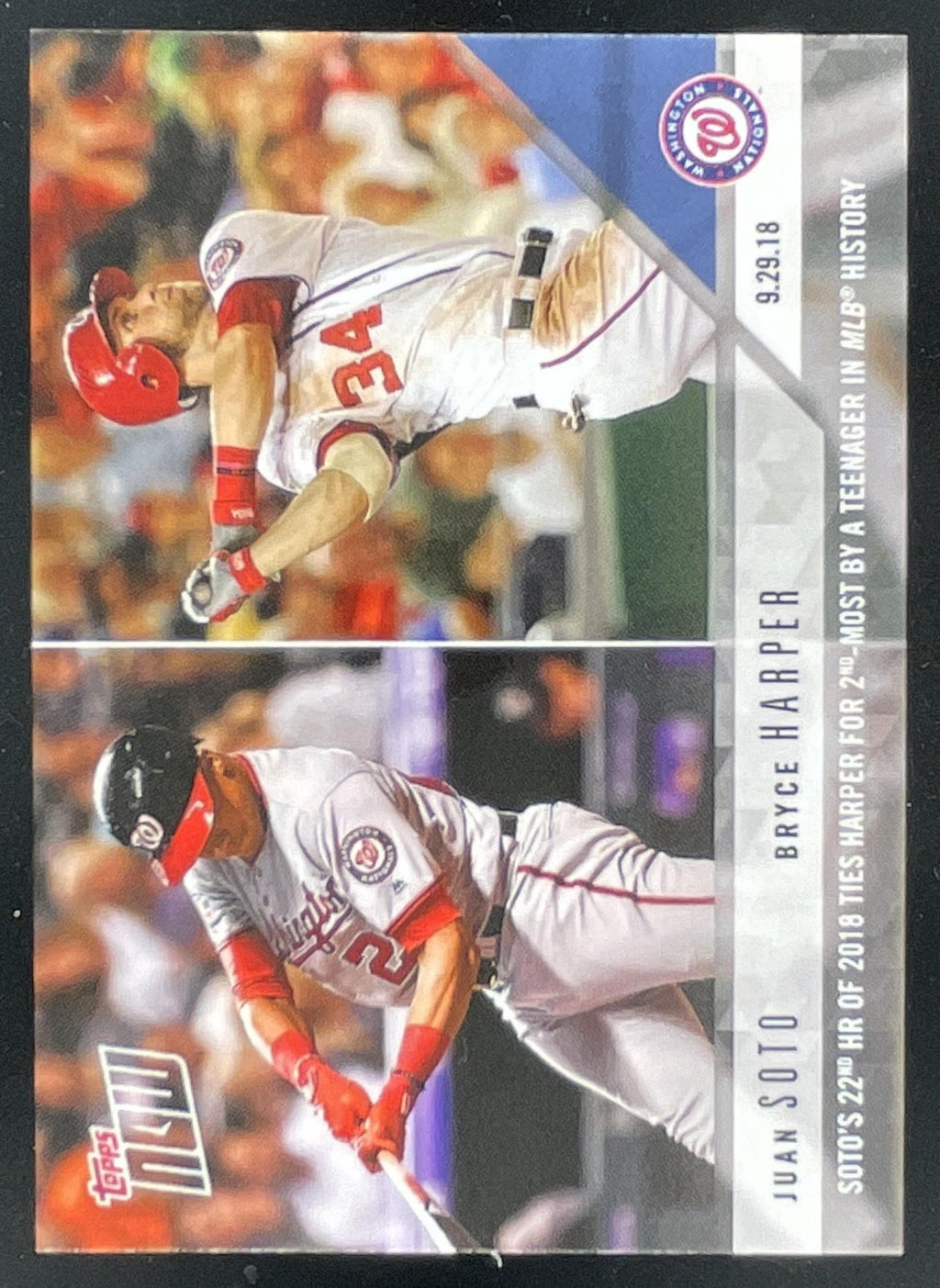 2018 Topps Now #808 Juan Soto Bryce Harper product image 1, provided for visual reference and product detail review