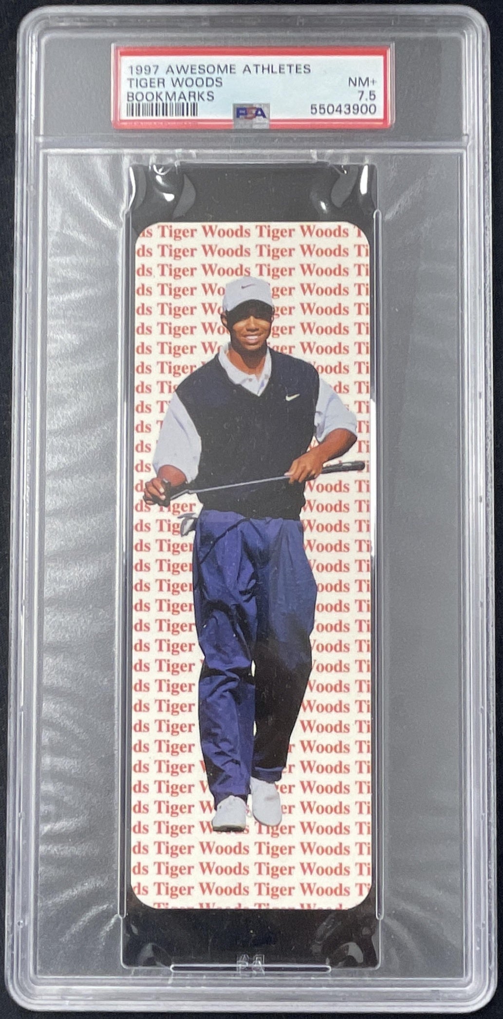 1997 Awesome Athletes Bookmarks Tiger Woods PSA 7.5 product image 1, provided for visual reference and product detail review