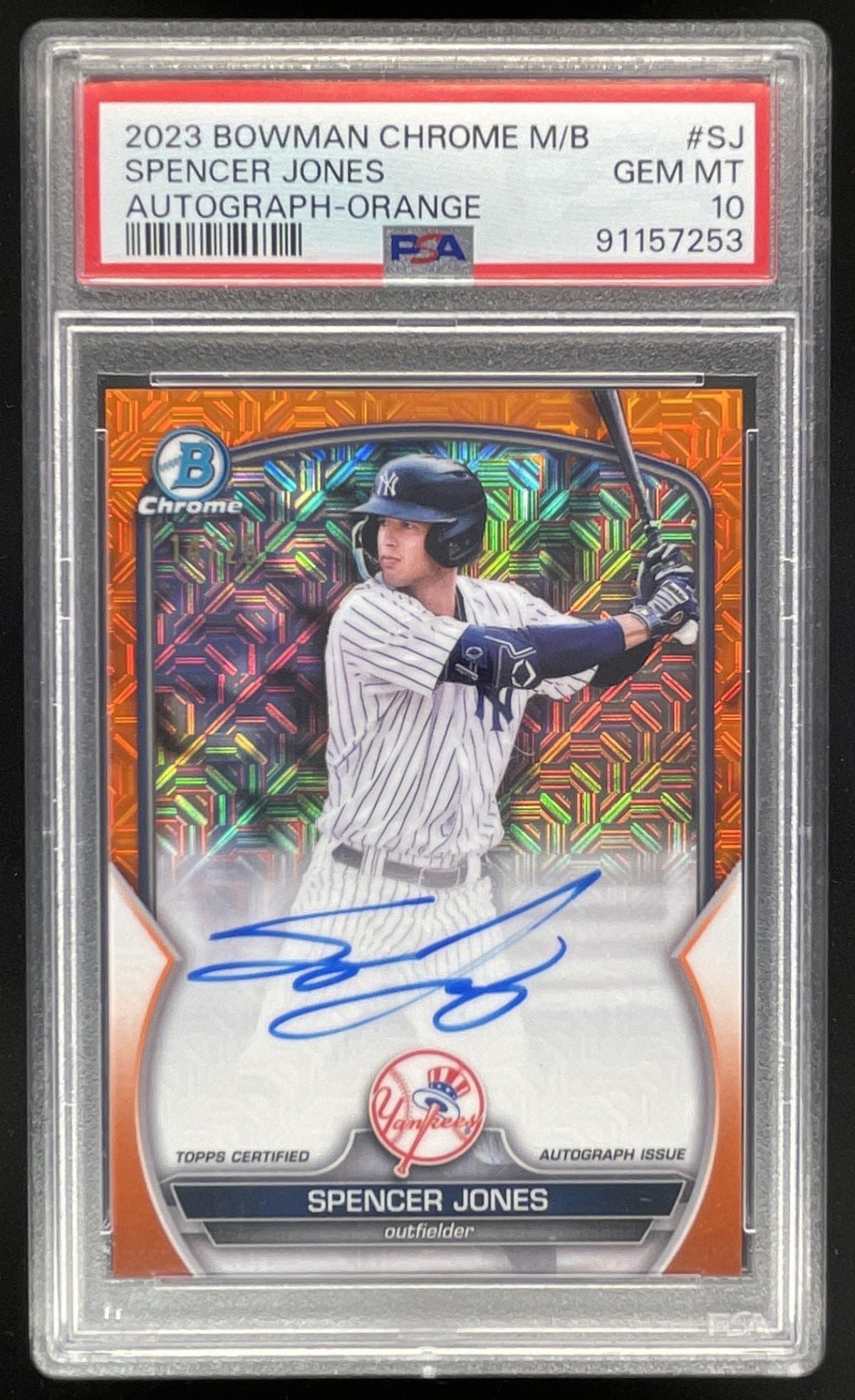2023 Bowman Chrome Mojo Chrome Orange #BCMA-SJ Spencer Jones Auto /25 PSA 10 product image 1, provided for visual reference