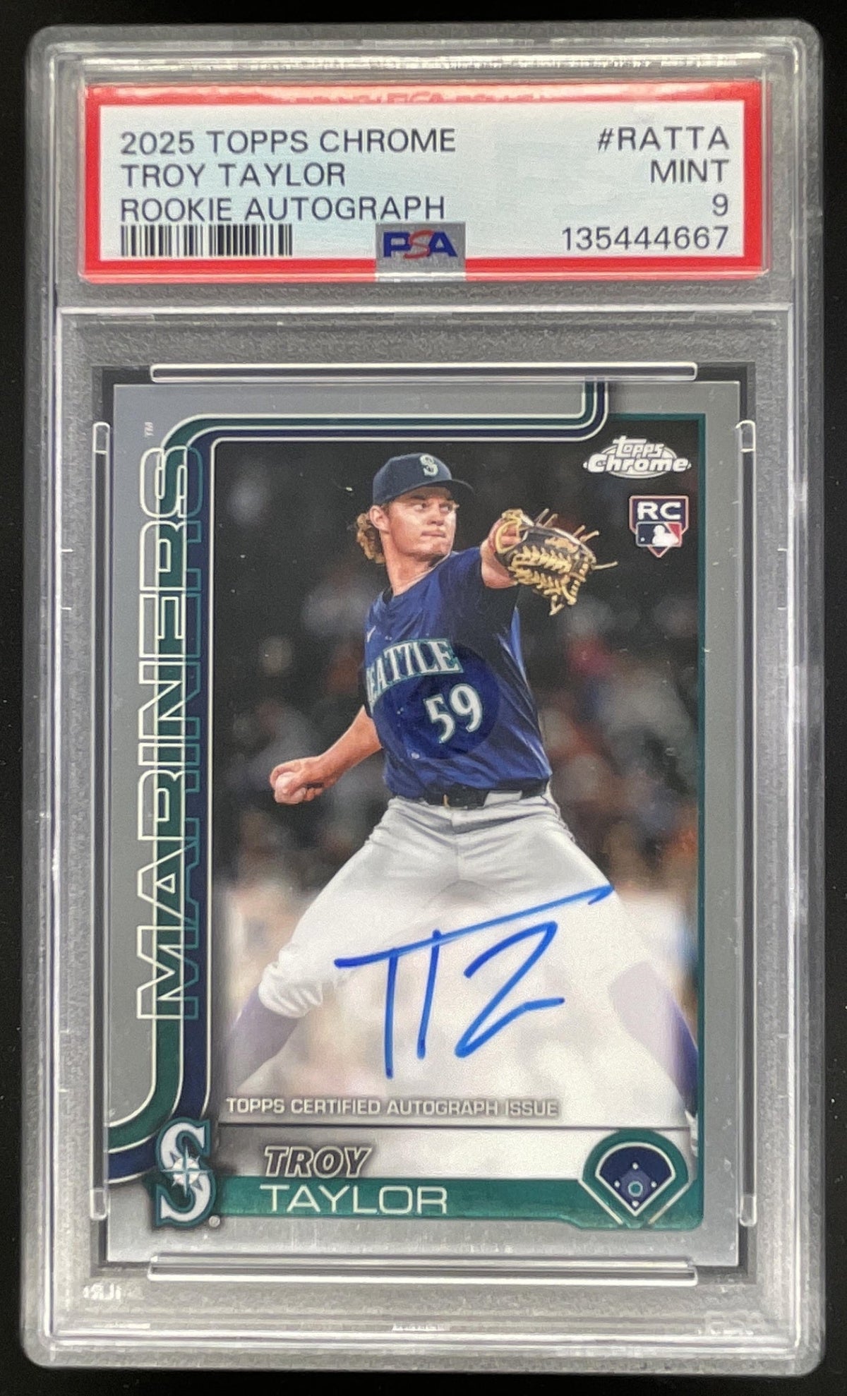 2025 Topps Chrome Rookie Autographs #RA-TTA Troy Taylor RC Auto PSA 9 product image 1, provided for visual reference and