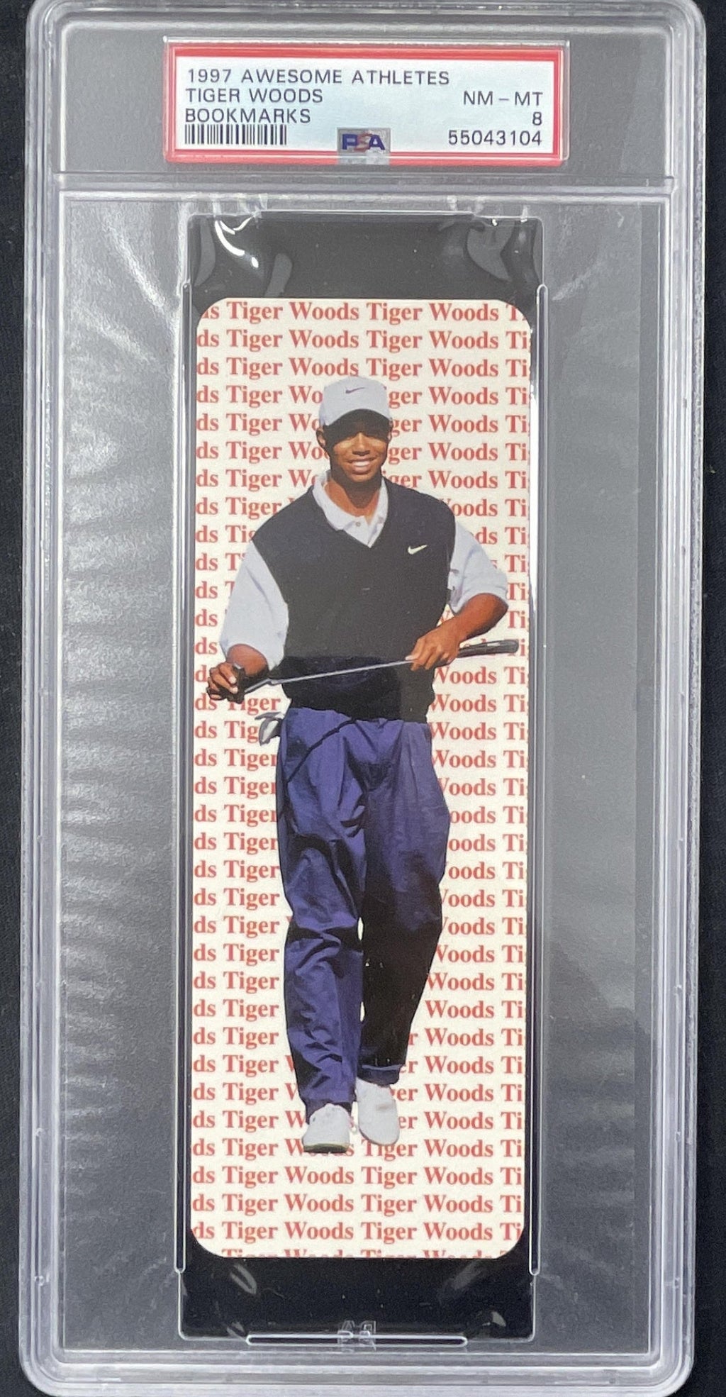 1997 Awesome Athletes Bookmarks Tiger Woods #NNO PSA 8 product image 1, provided for visual reference and product detail