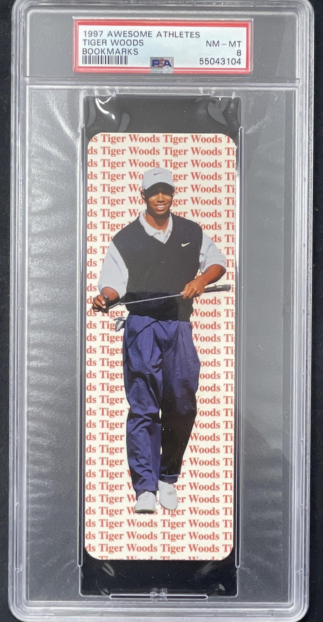 1997 Awesome Athletes Bookmarks Tiger Woods #NNO PSA 8 product image 1, provided for visual reference and product detail