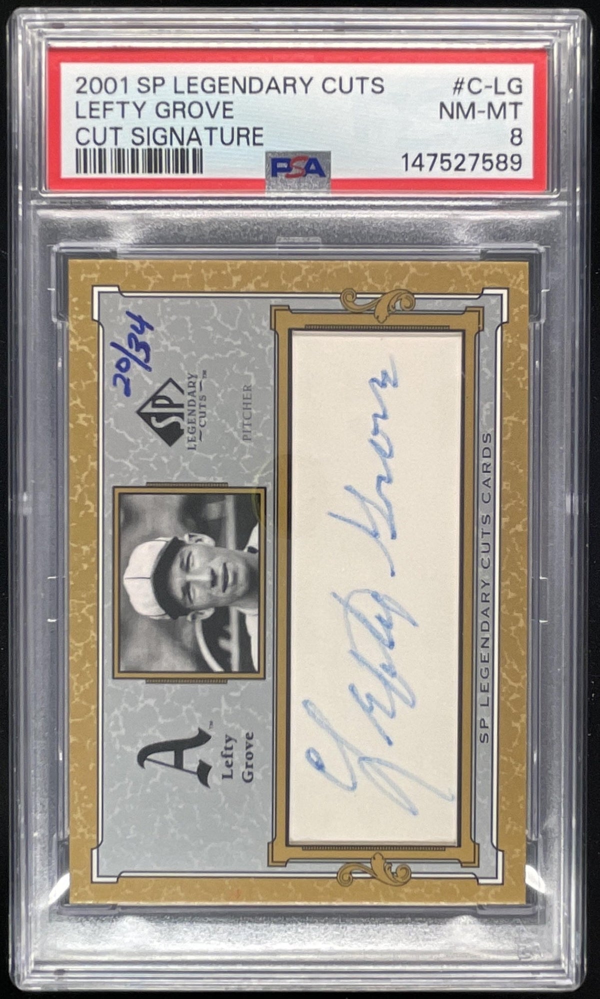 2001 SP Legendary Cuts Cut Signature #C-LG Lefty Grove PSA 8 product image 1, provided for visual reference and product