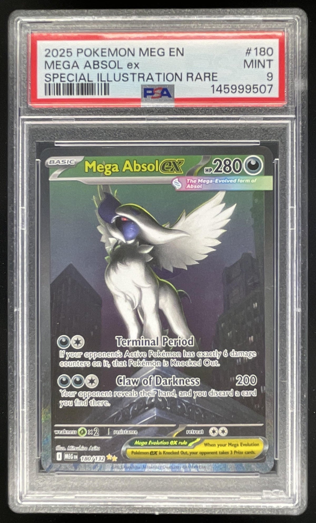 2025 Pokemon Mega Evolution #180/132 Mega Absol ex PSA 9 product image 1, provided for visual reference and product detail