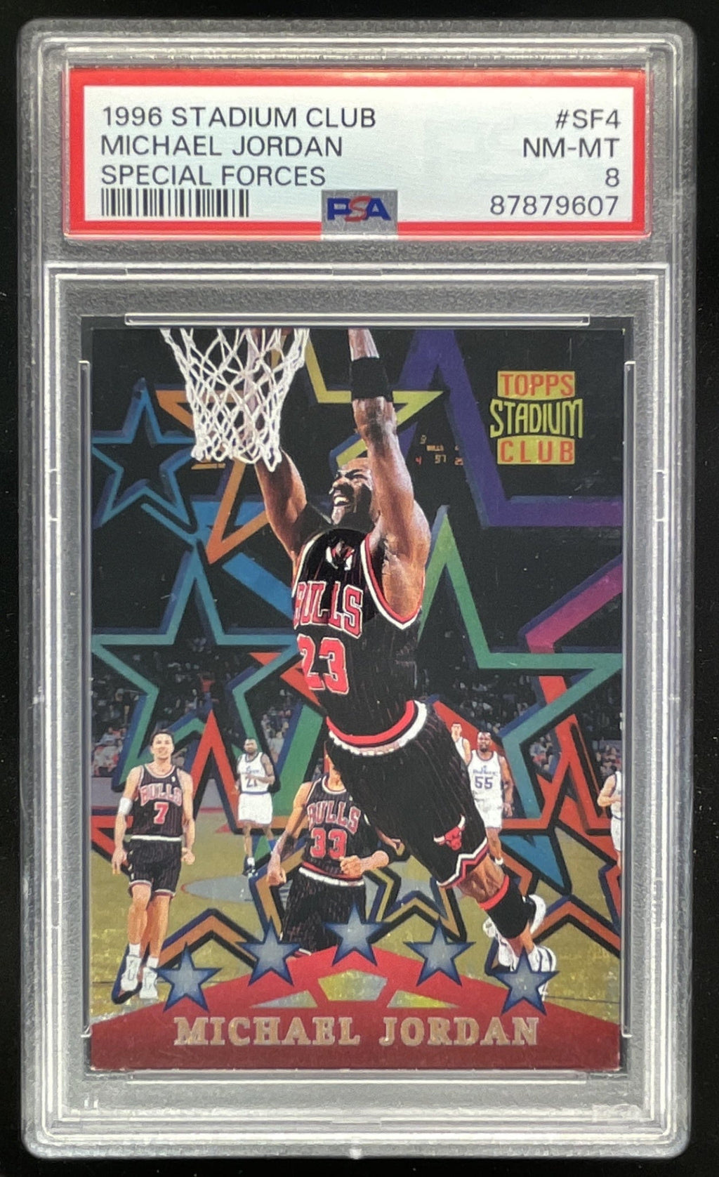 1996-97 Topps Stadium Club Special Forces #SF4 Michael Jordan PSA 8 product image 1, provided for visual reference and