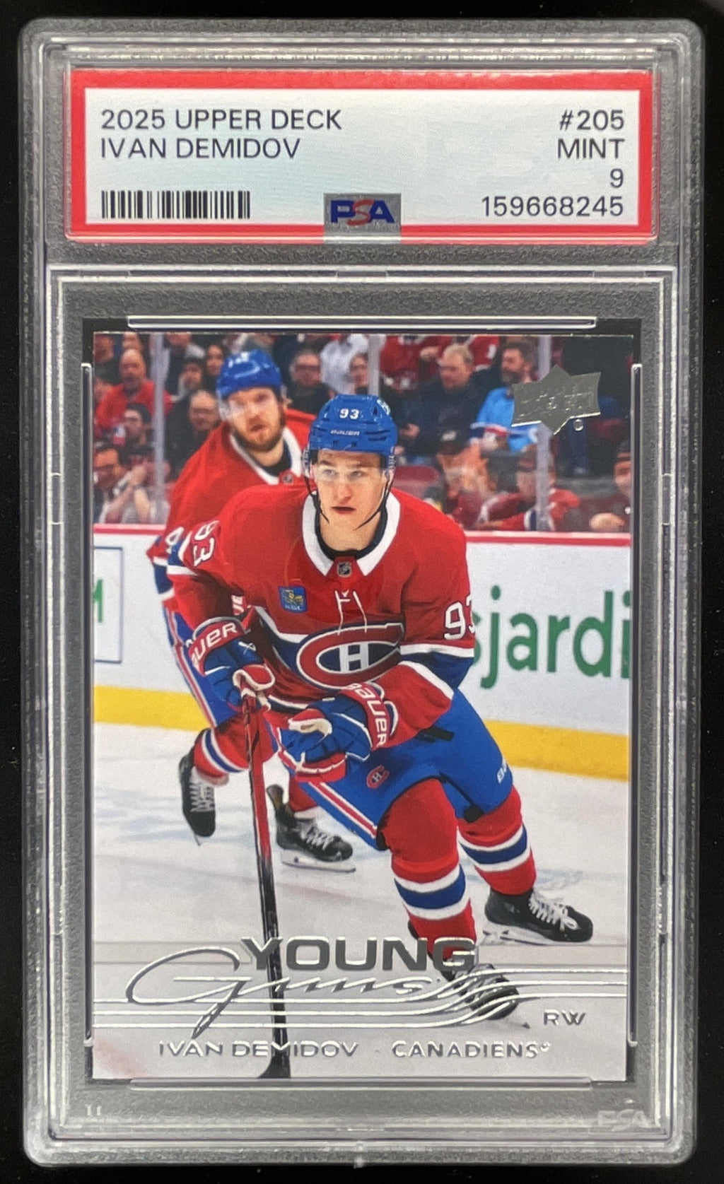 2025-26 Upper Deck Series 1 #205 Ivan Demidov Young Guns RC PSA 9 product image 1, provided for visual reference and product