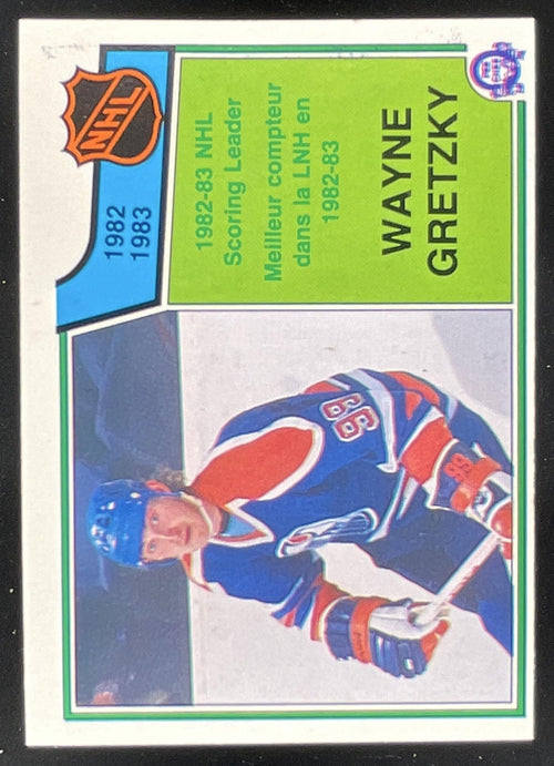 1983-84 O-Pee-Chee #217 Wayne Gretzky League Leaders product image 1, provided for visual reference and product detail review