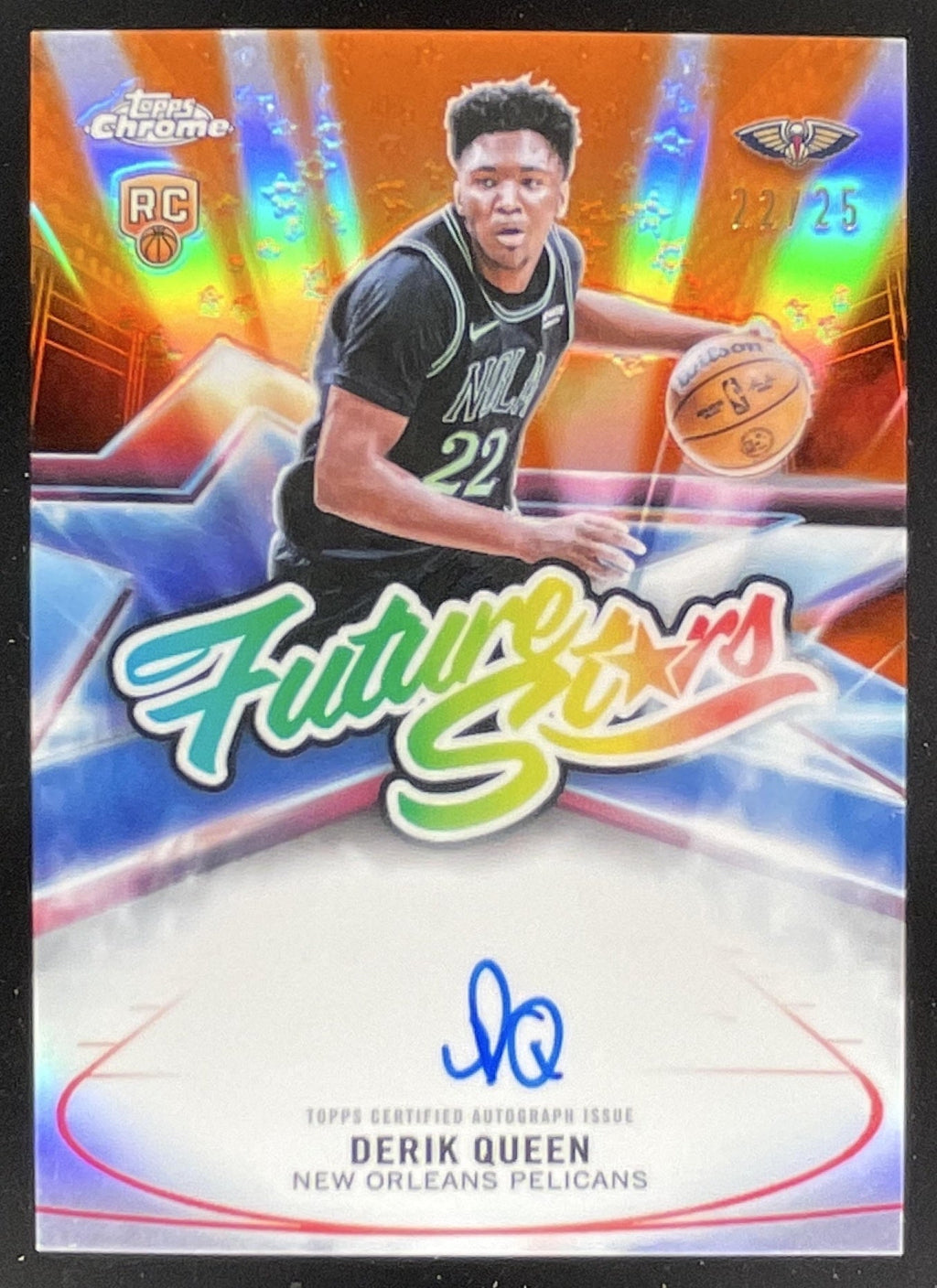 2025-26 Topps Chrome Update Future Stars Orange #FS-DQ Derik Queen RC Auto /25 product image 1, provided for visual