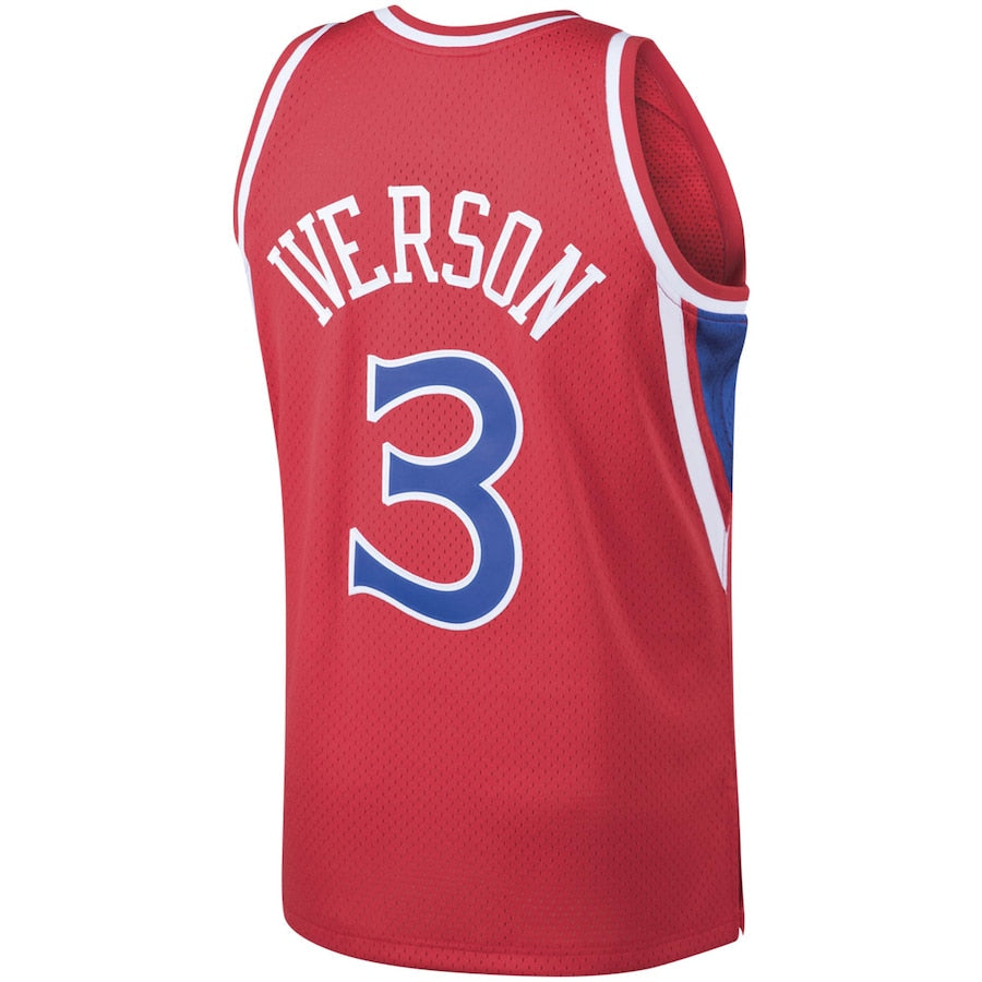 Allen Iverson Philadelphia 76ers NBA Mitchell & Ness Men Red 1996-97 Hardwood Classics Swingman Jersey product image 2,