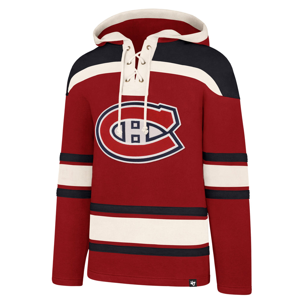 Cole Caufield 22 Montreal Canadiens NHL 47 Brand Men Red Heavyweight Lacer Hoodie product image 2, provided for visual