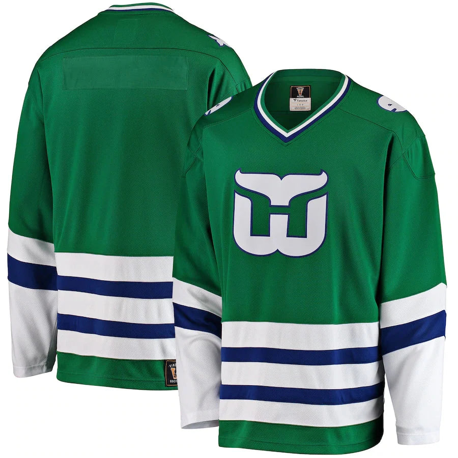 Hartford Whalers NHL Fanatics Branded Men Green Premier Vintage Breakaway Jersey product image 3, provided for visual