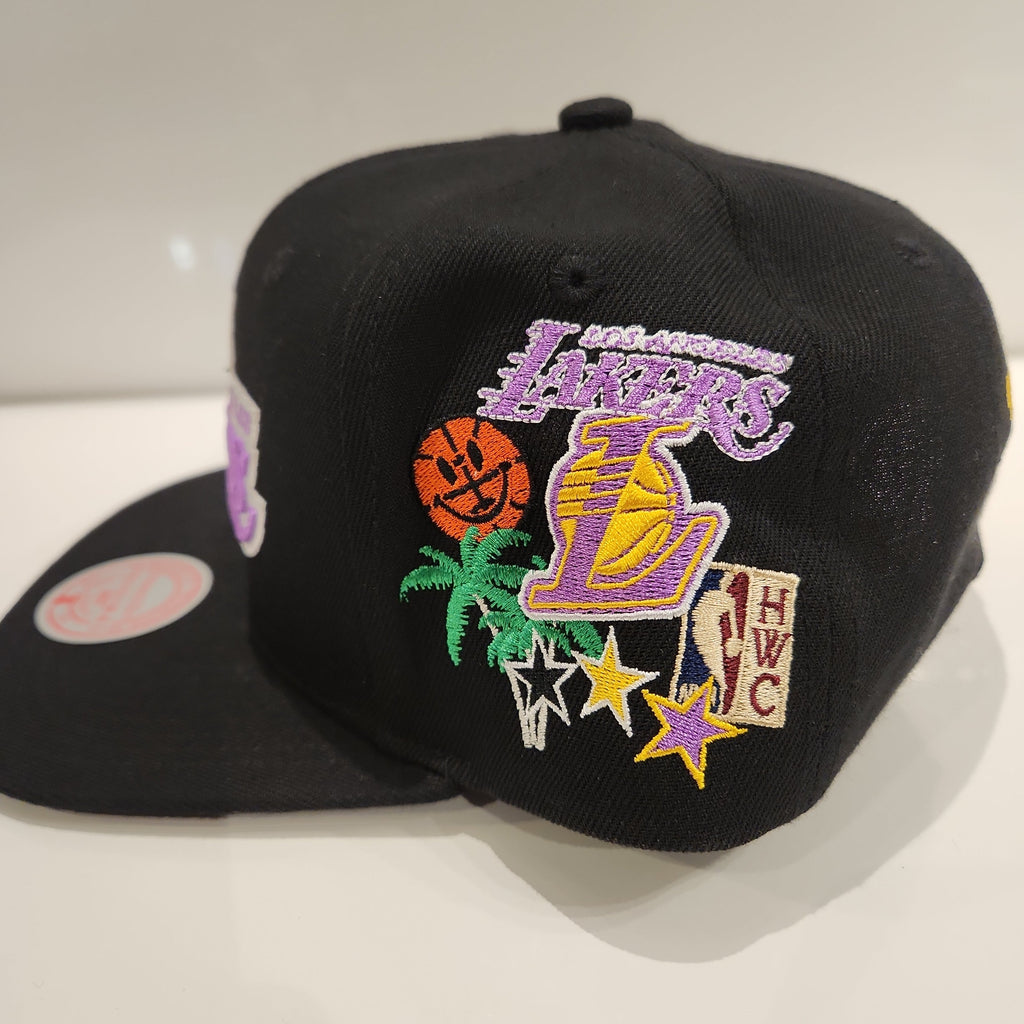 Los Angeles Lakers NBA Mitchell & Ness Men Black Patch Overload Snapback product image 4, provided for visual reference and